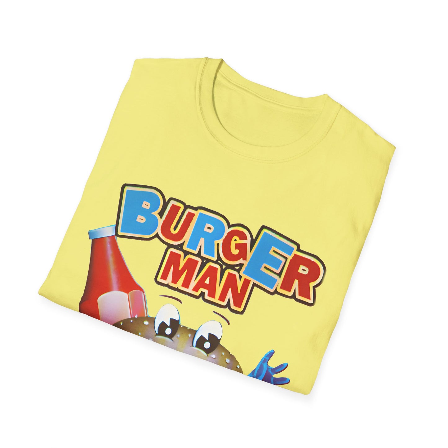 old video game burger man retro design reproduction tshirt