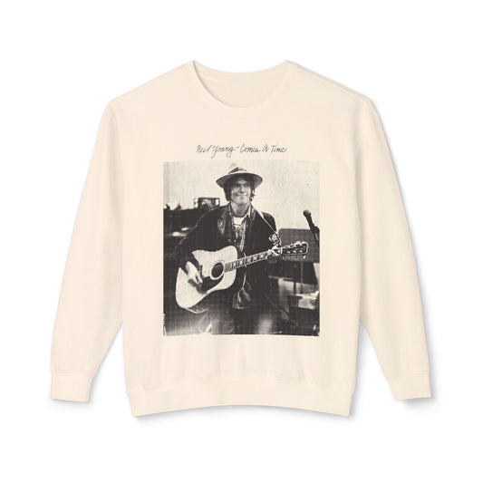 neil young 1978 comes a time album 100% cotton sweatshirt