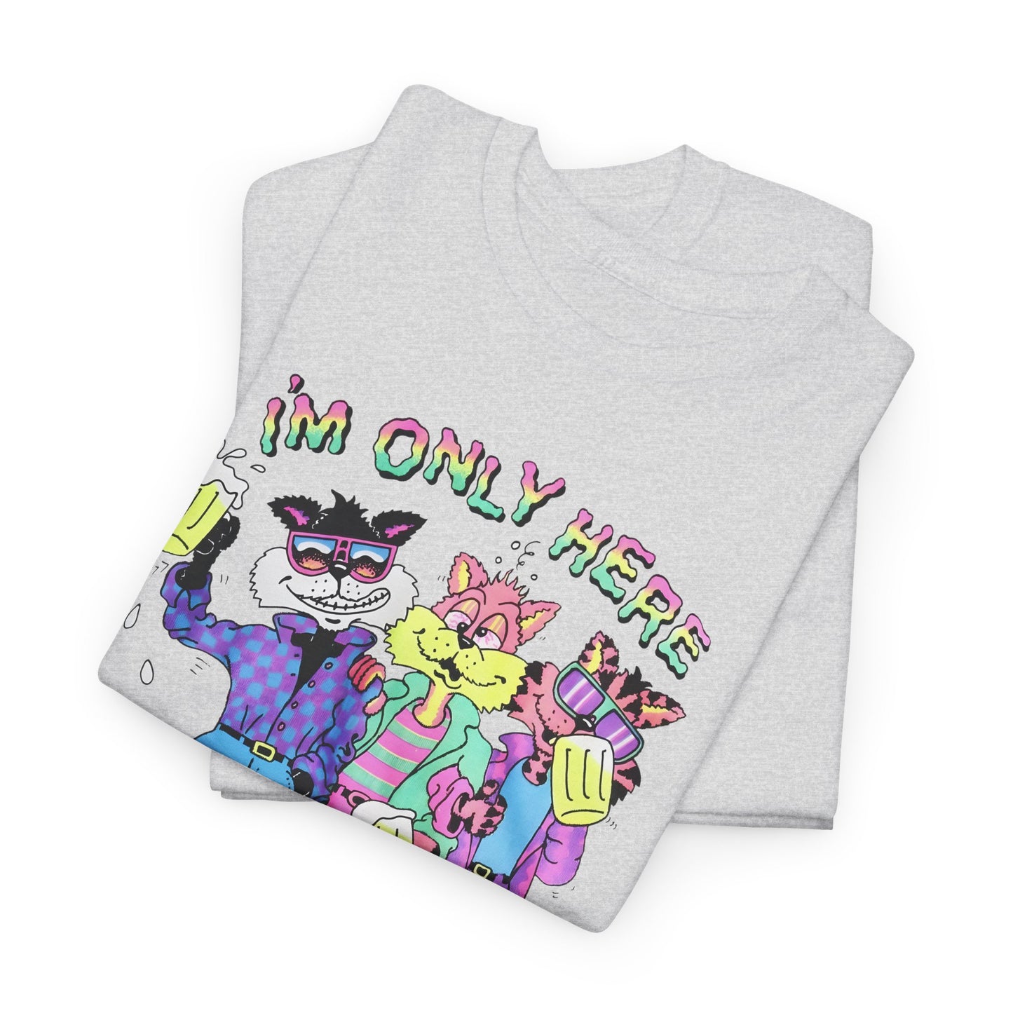 vintage 1991 i'm only here for the beer drunk cats reproduction tshirt