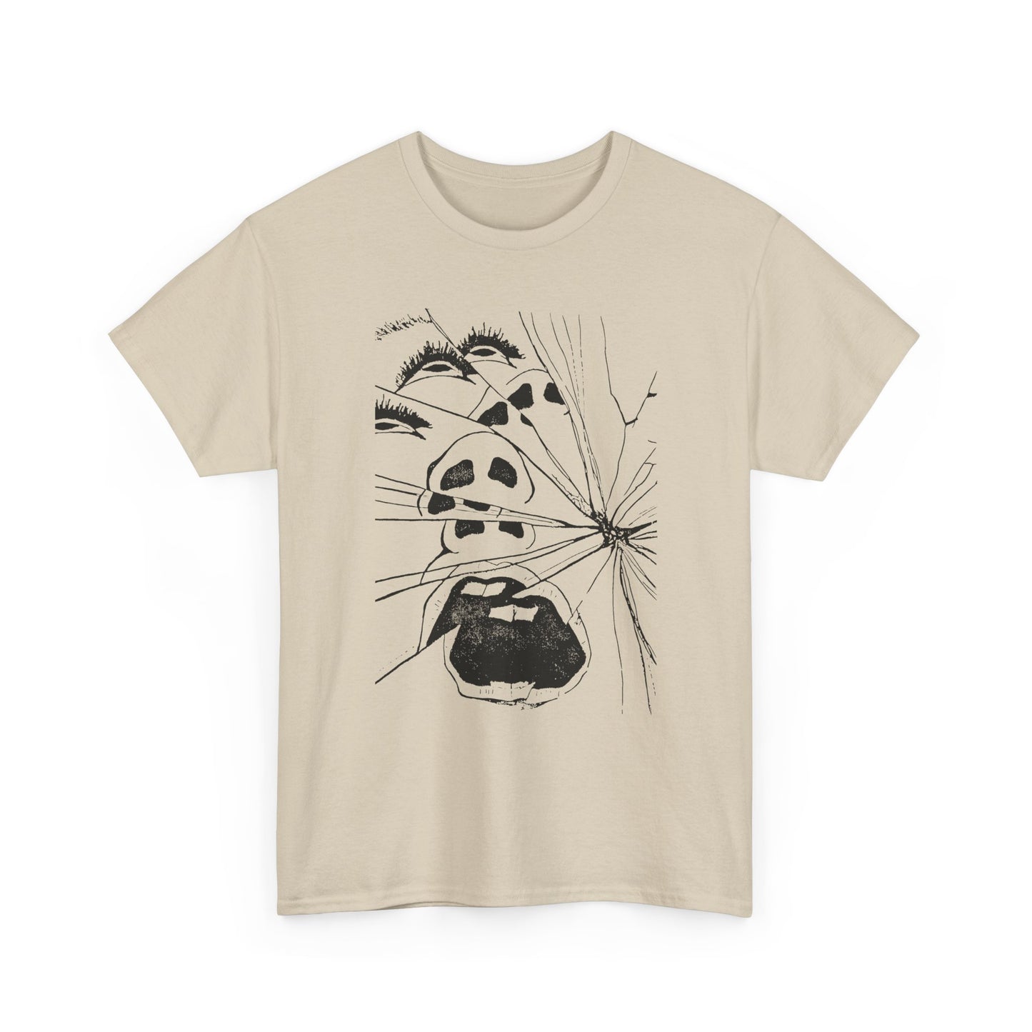 woman screaming through broken glass illustration custom edit tshirt