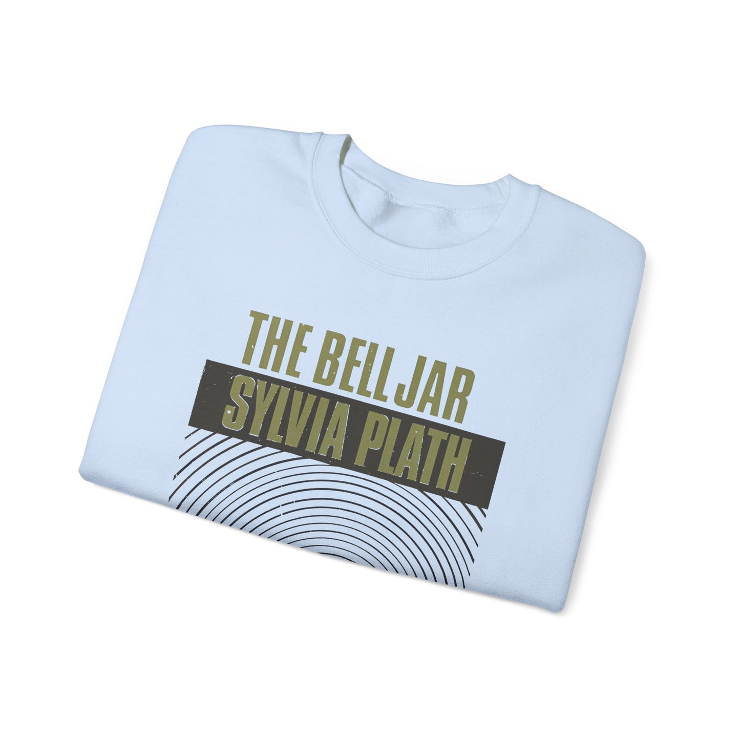 1963 book by sylvia plath "the bell jar" book cover on a unisex heavy blend crewneck sweatshirt