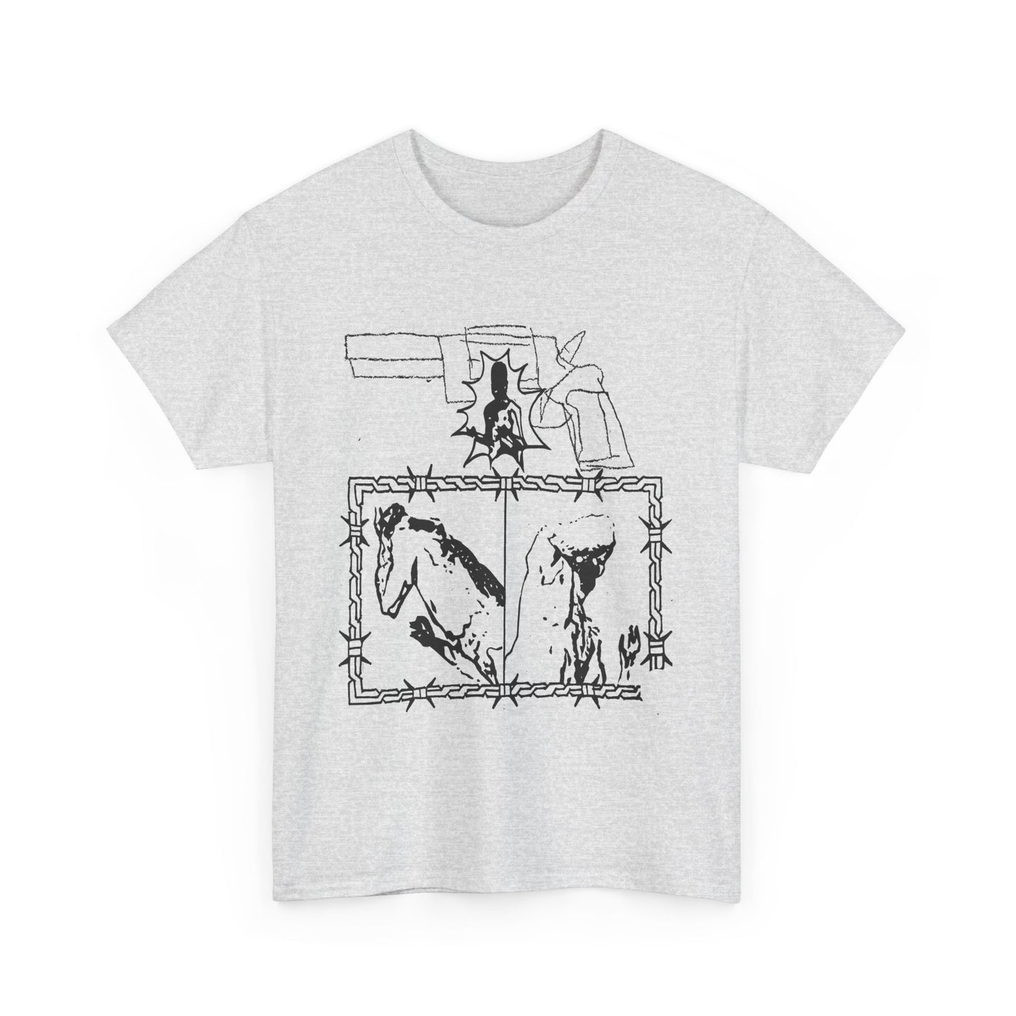 unknown gun and sheep illustration reproduction tshirt