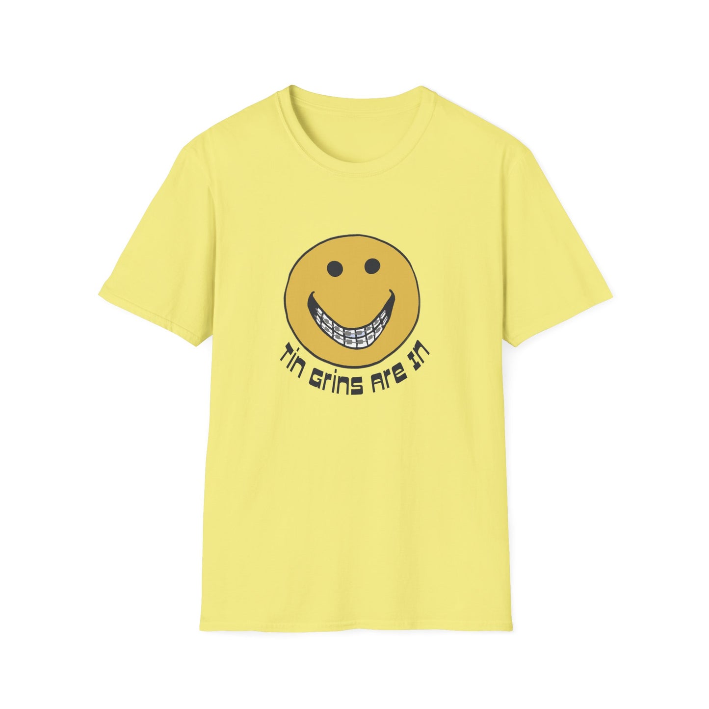 vintage tin grins are in 1970s design tshirt