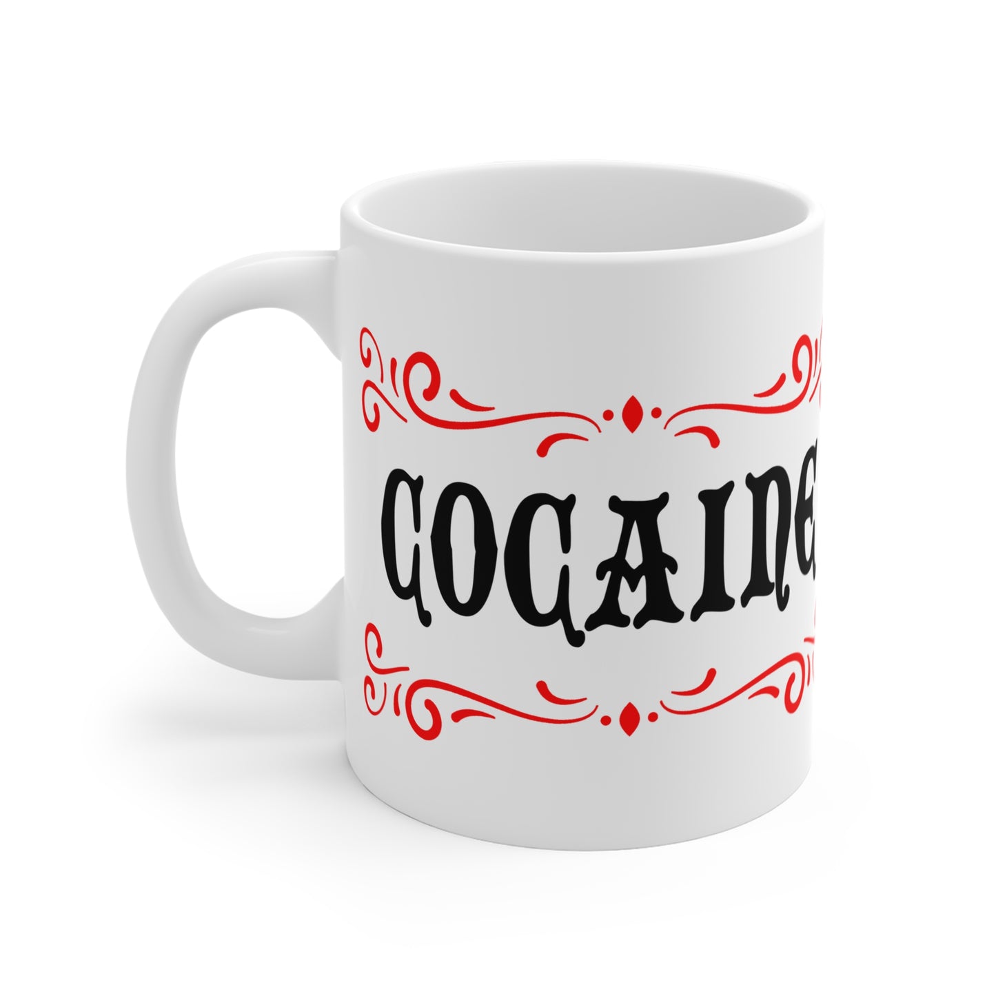 vintage inspired tongue in cheek cocaine drug mug