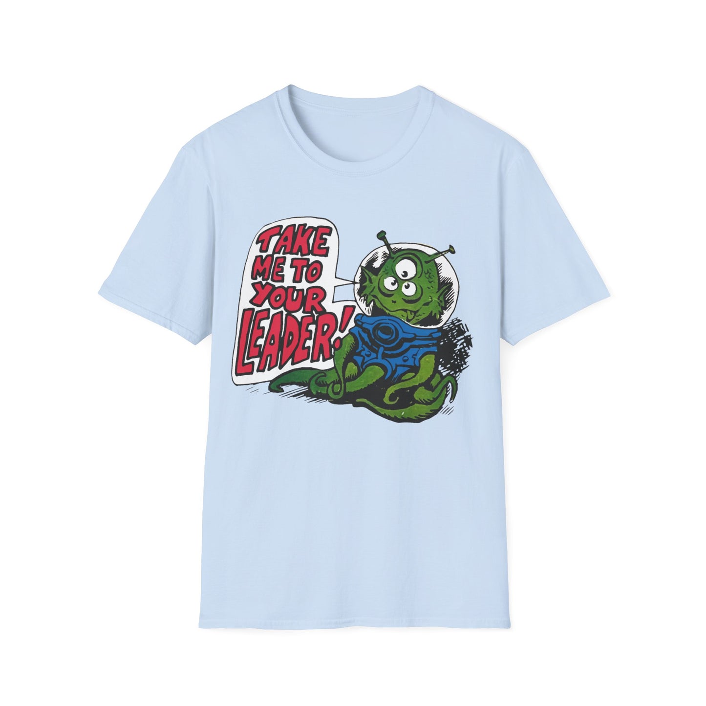 1970s "take me to your leader" alien cartoon character reproduction tshirt