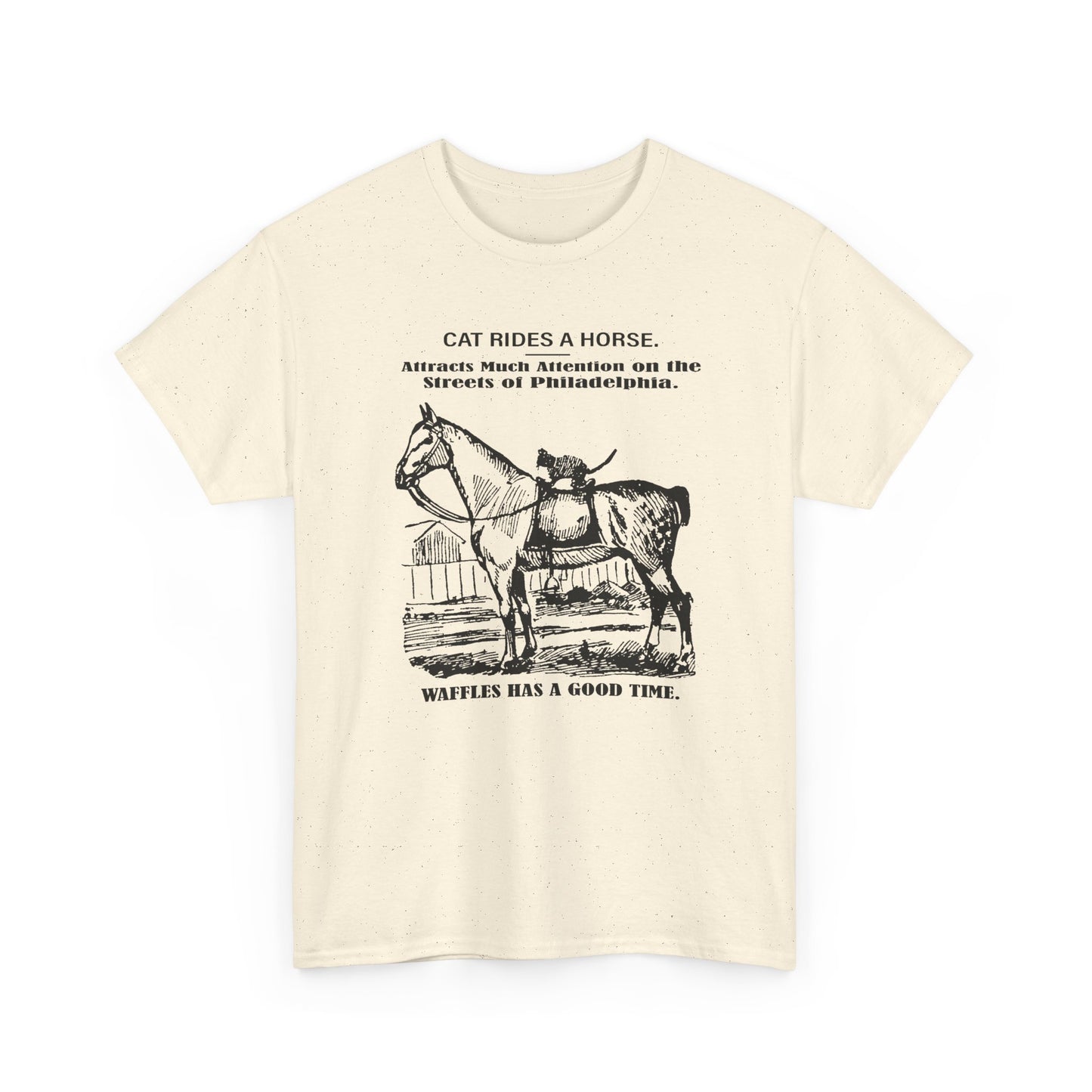 1898 cat named waffles rides horse news article drawing reproduction tshirt