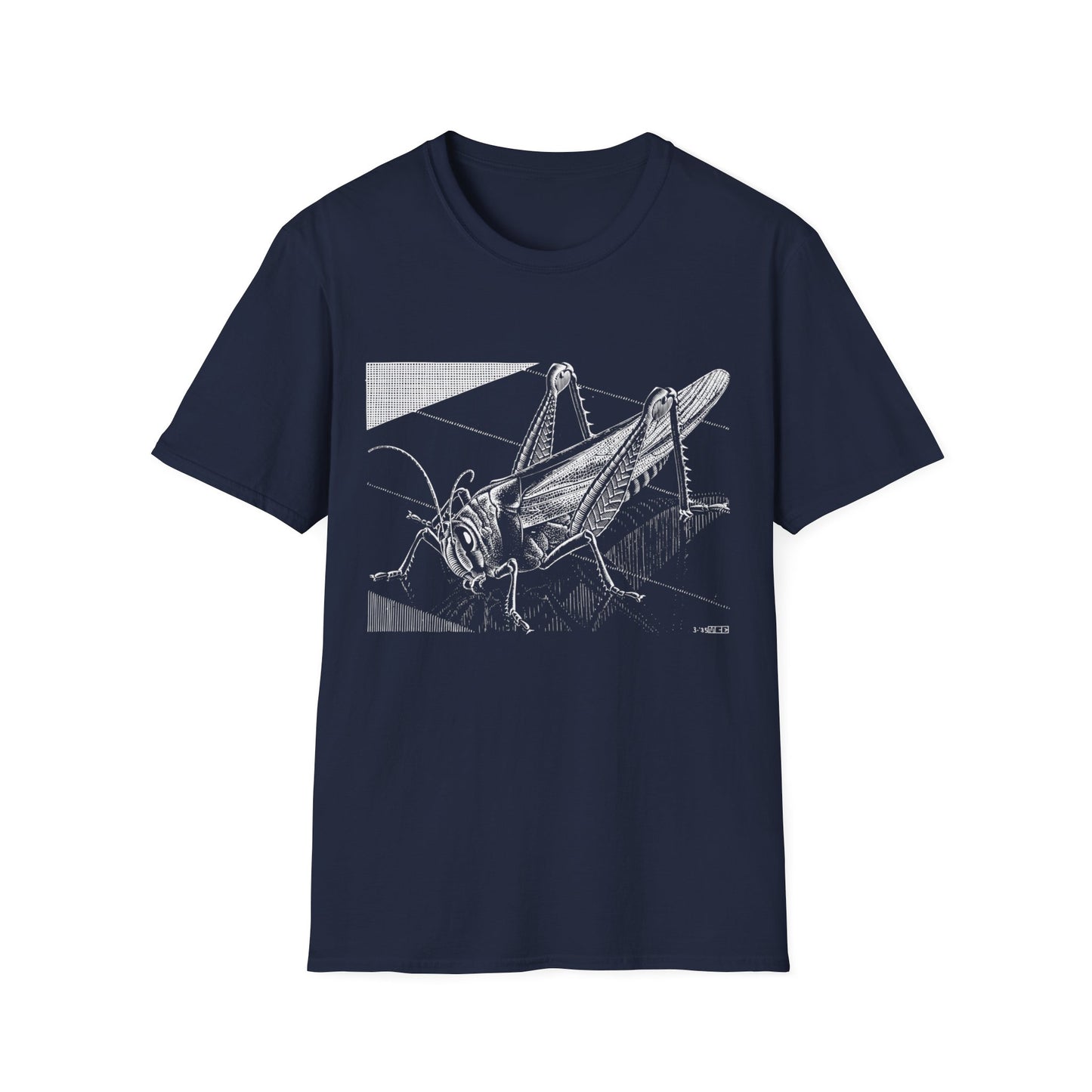 1935 m.c escher grasshopper wood engraving dark tshirt