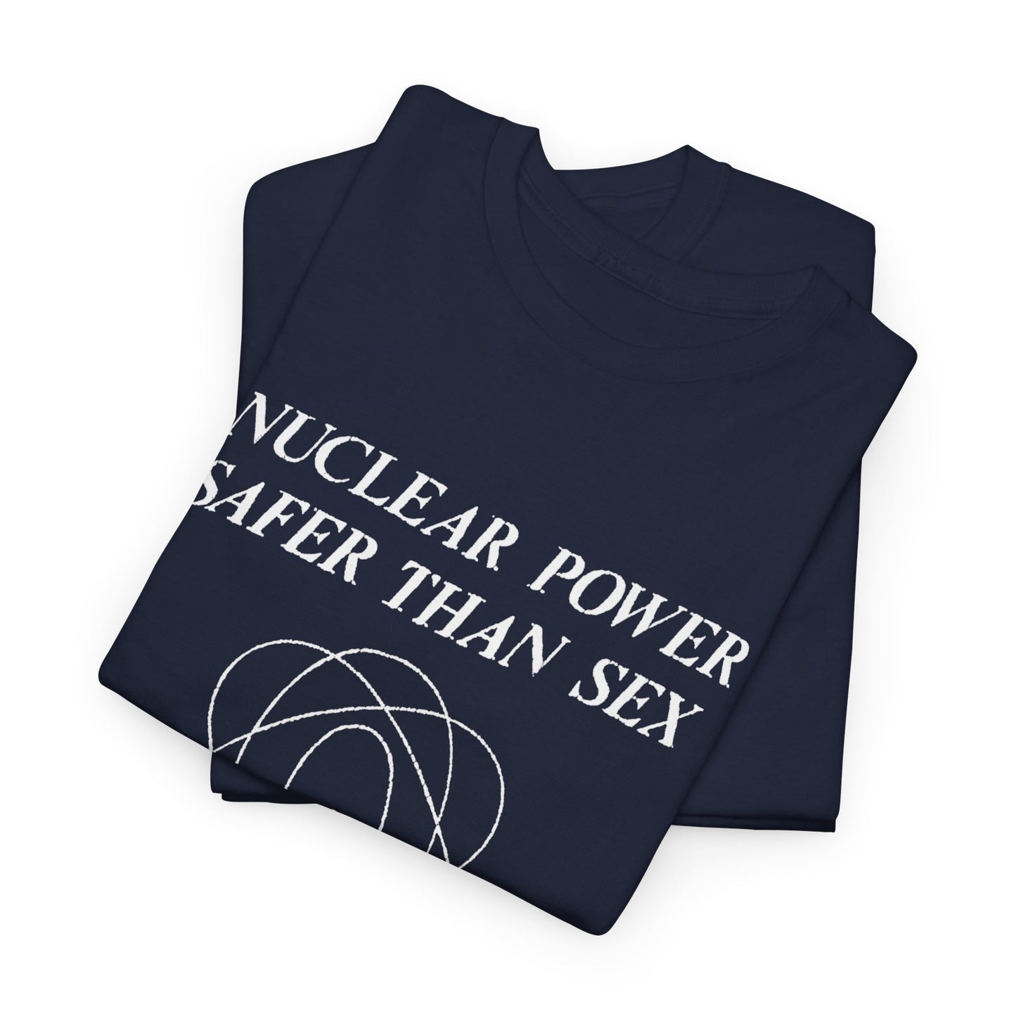 vintage 1970s design "nuclear power safer than sex" tshirt