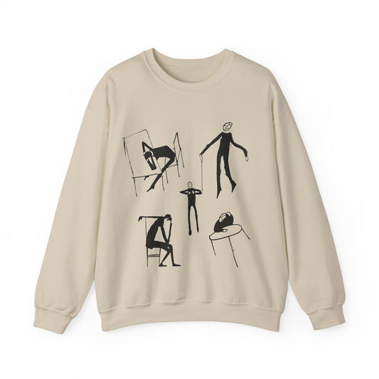 early 1900s sketches (collage of sketches) india ink on paper by franz kafka unisex heavy blend crewneck sweatshirt