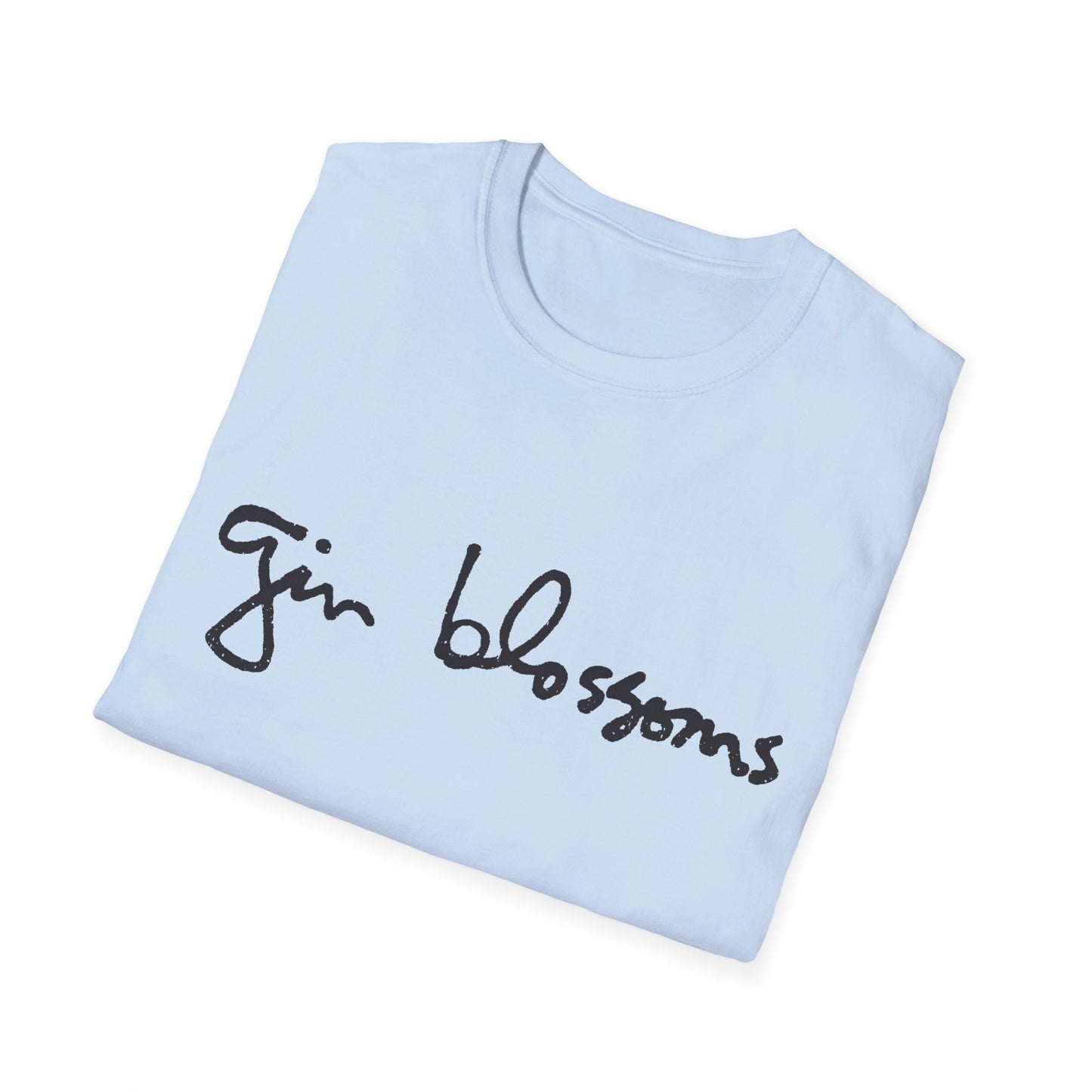 gin blossoms logo in black tshirt