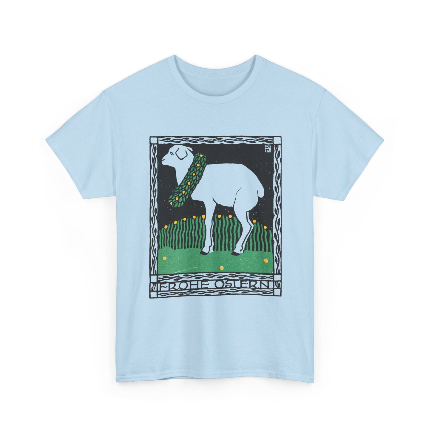 1909 josef von diveky happy easter (frohe ostern) color lithograph lamb reproduction tshirt