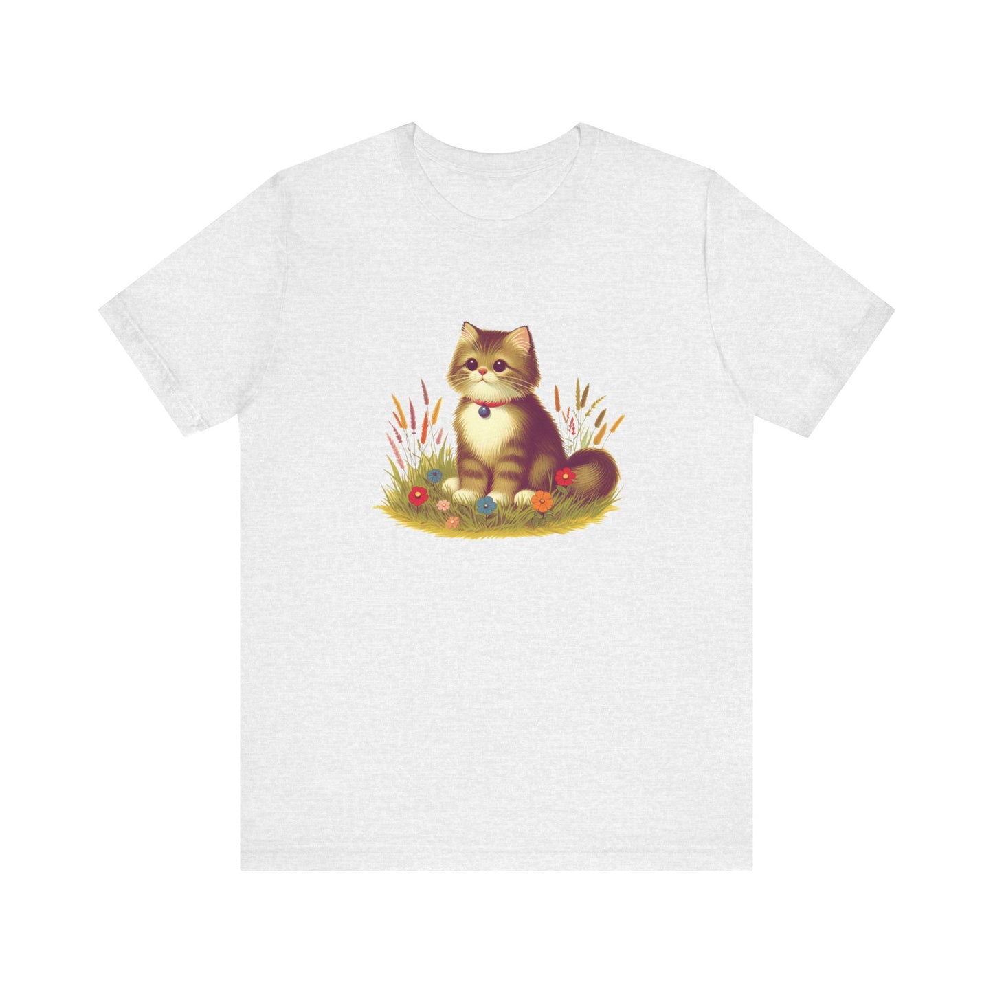 cute cat sitting in the grass tshirt