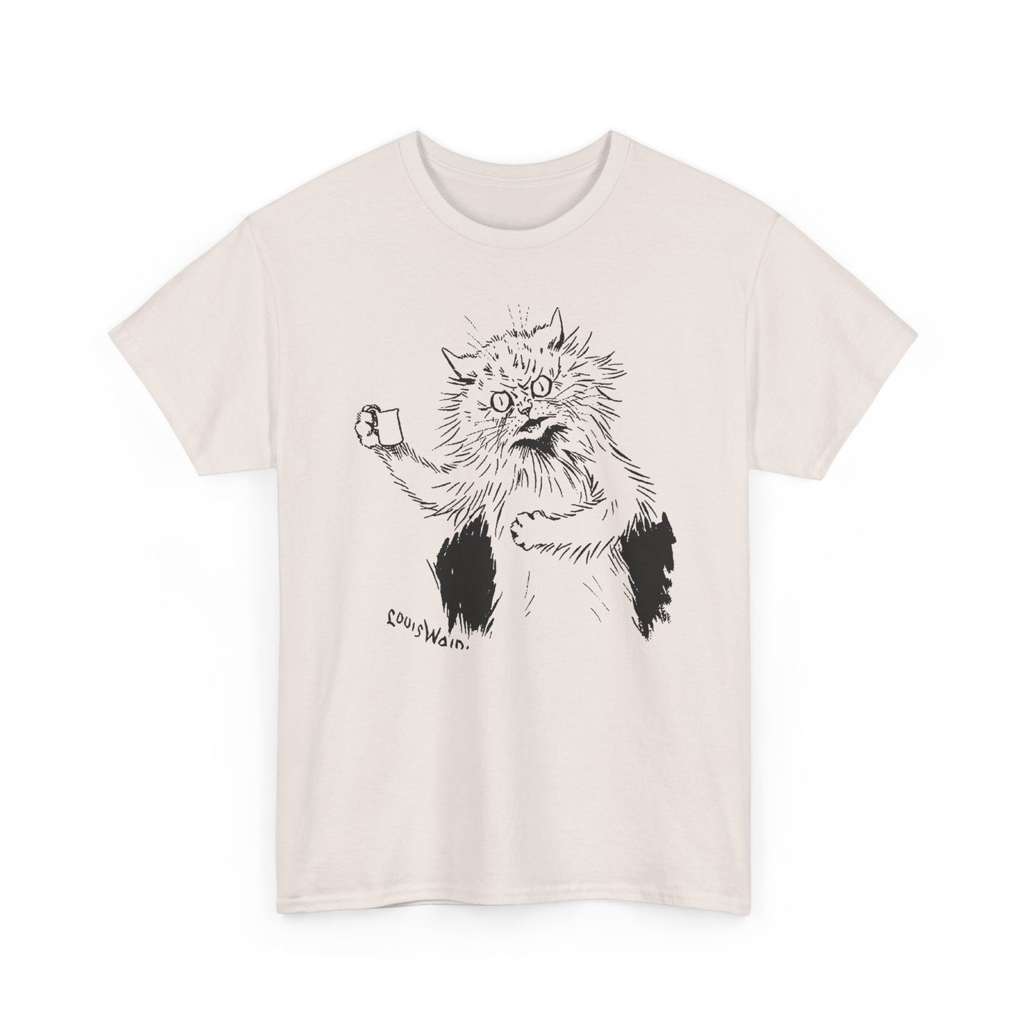 louis wain angry cat with cup reproduction tshirt