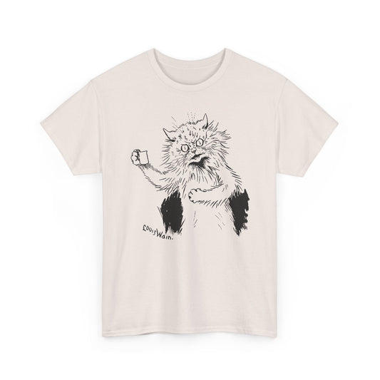 louis wain angry cat with cup reproduction tshirt