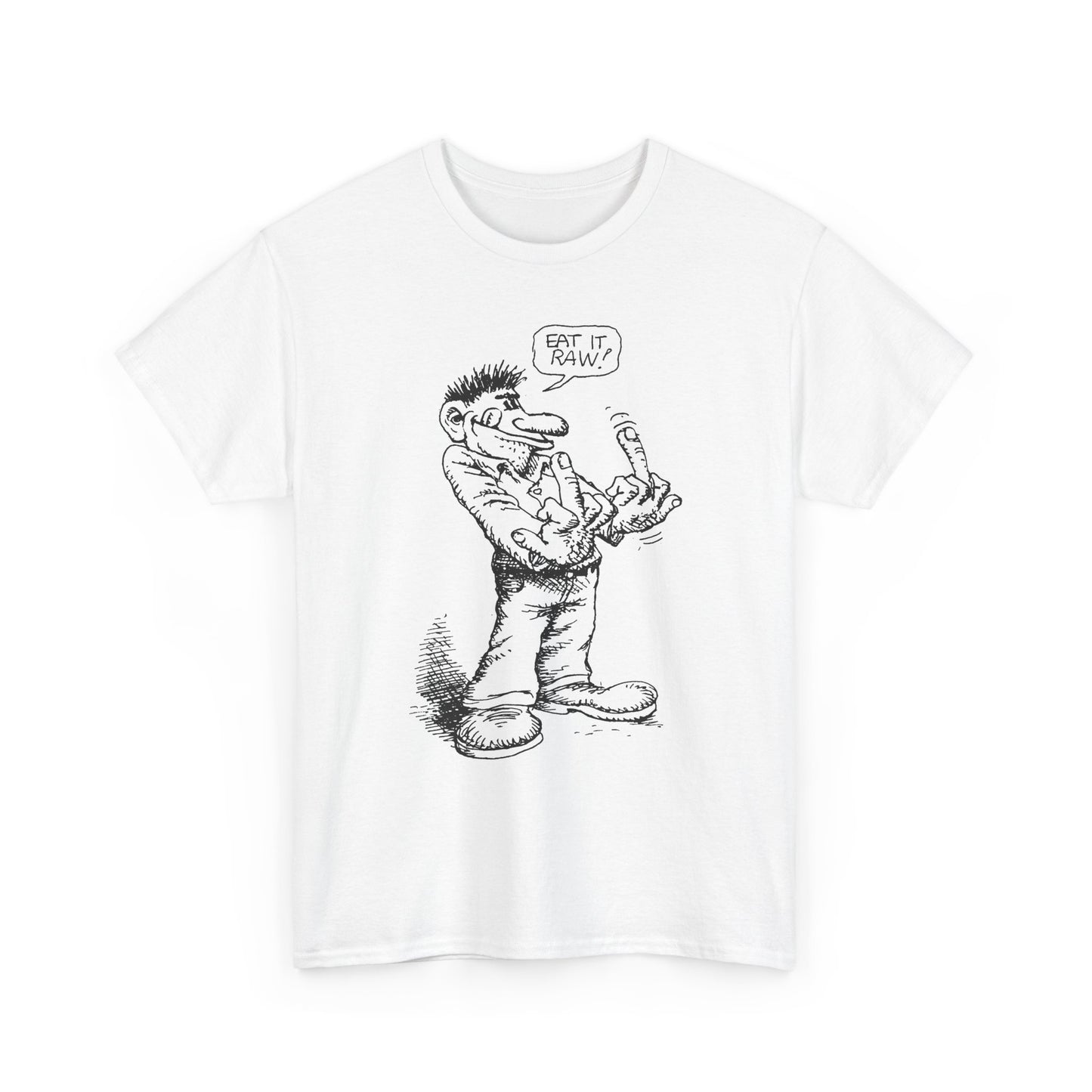 r. crumb eat it raw! double middle finger tshirt