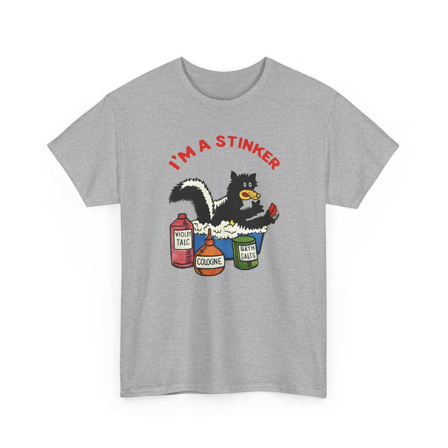 1960s skunk in bath i'm a stinker reproduction tshirt