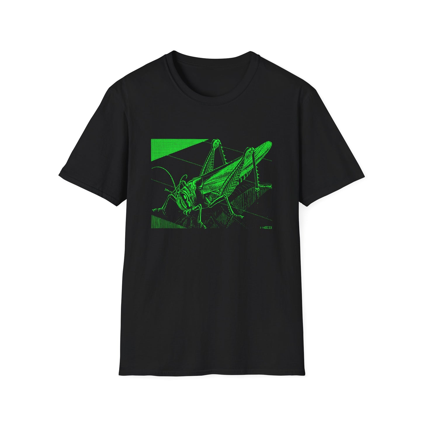 1935 m.c escher grasshopper wood engraving in green tshirt