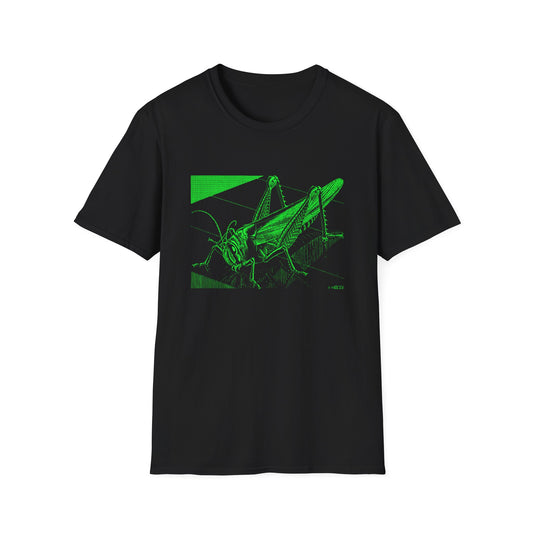 1935 m.c escher grasshopper wood engraving in green tshirt