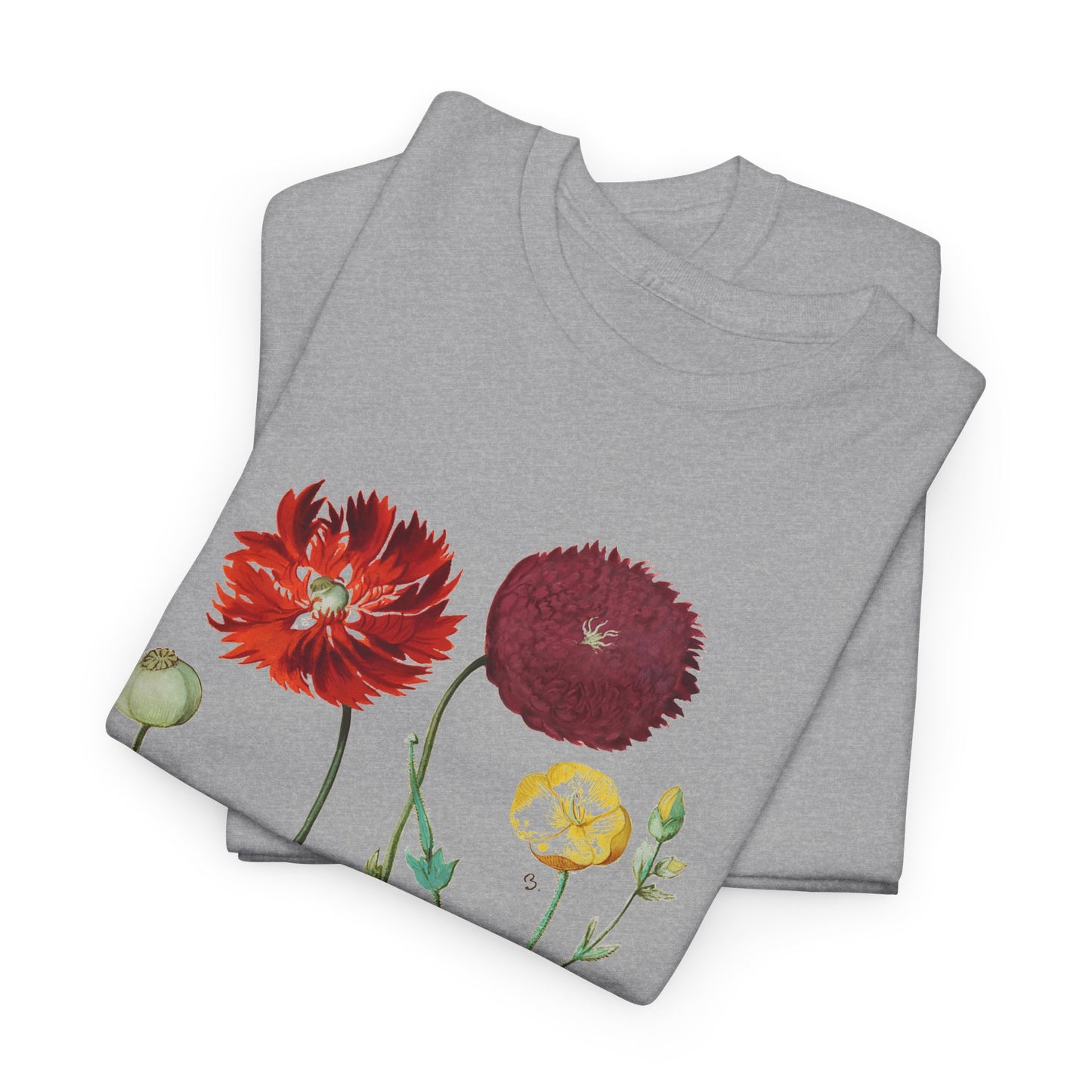 1613 vintage poppy lithograph reproduction tshirt