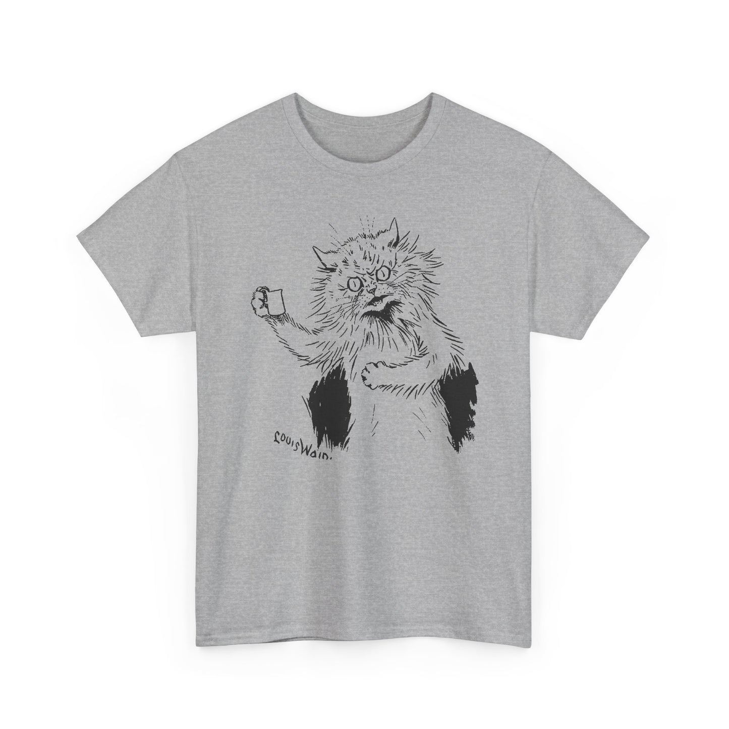 louis wain angry cat with cup reproduction tshirt
