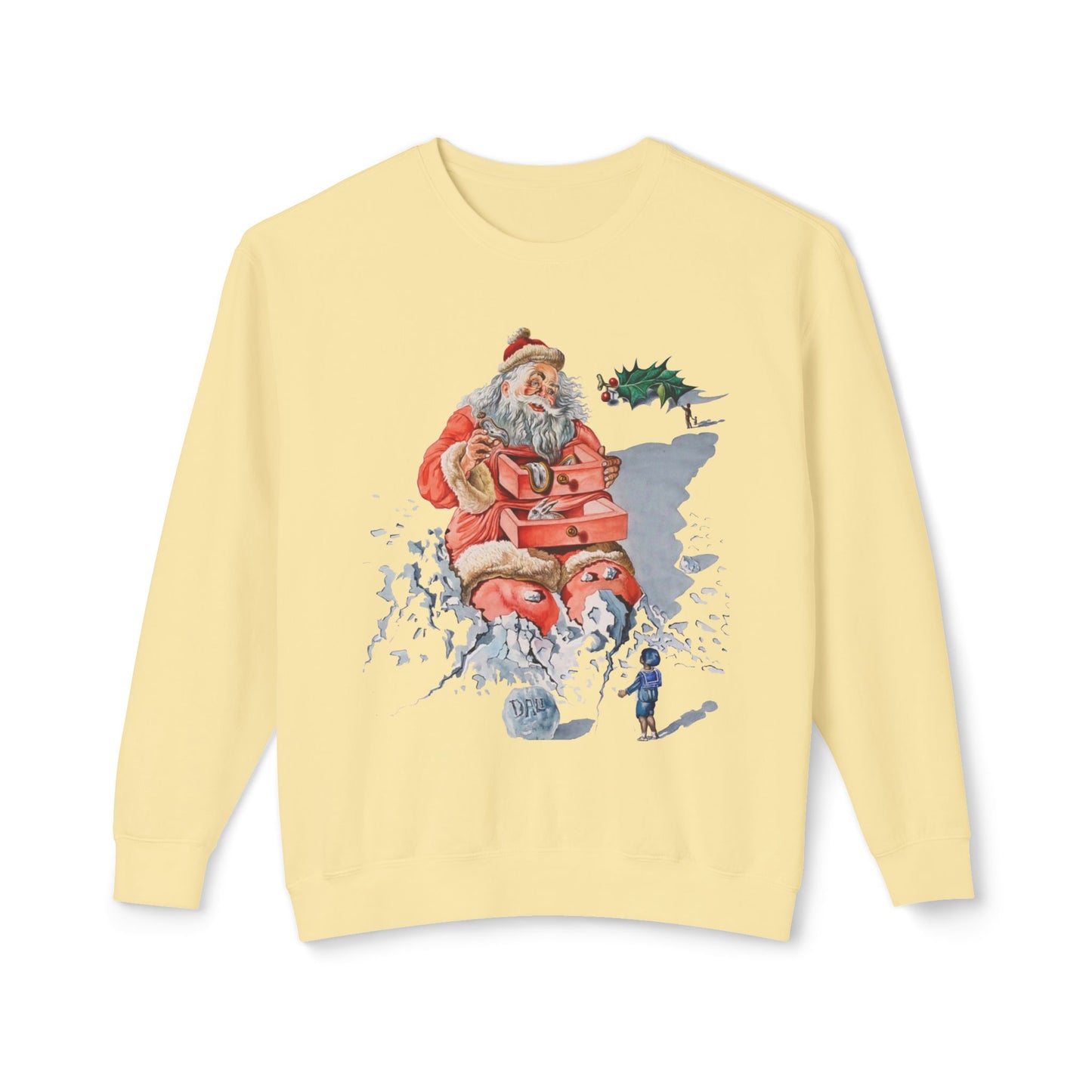 salvador dali's 1948 santa with drawers christmas card 100% cotton sweatshirt