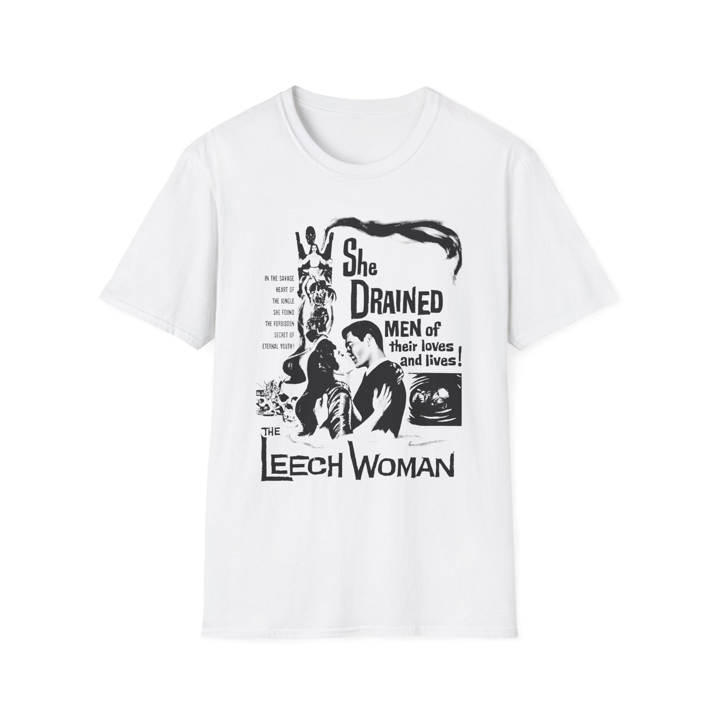 1960 low budget horror rejuvenation film the leech woman movie poster tshirt