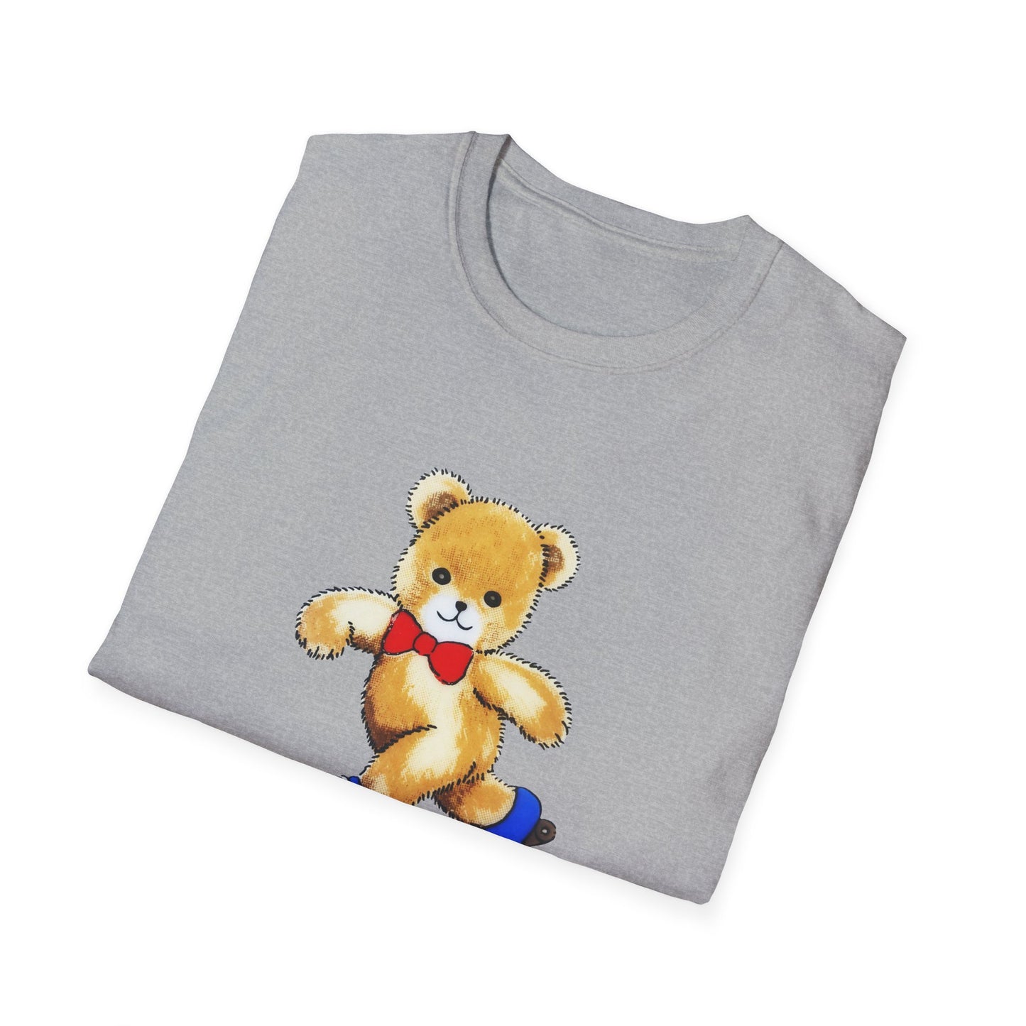roller skating cute vintage teddy bear illustration reproduction tshirt