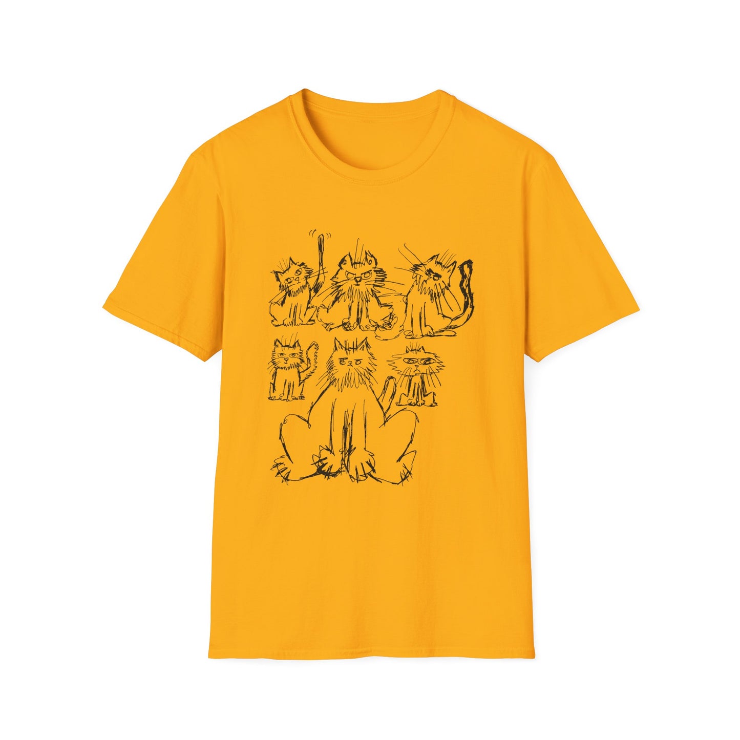 original drawing six cats tshirt