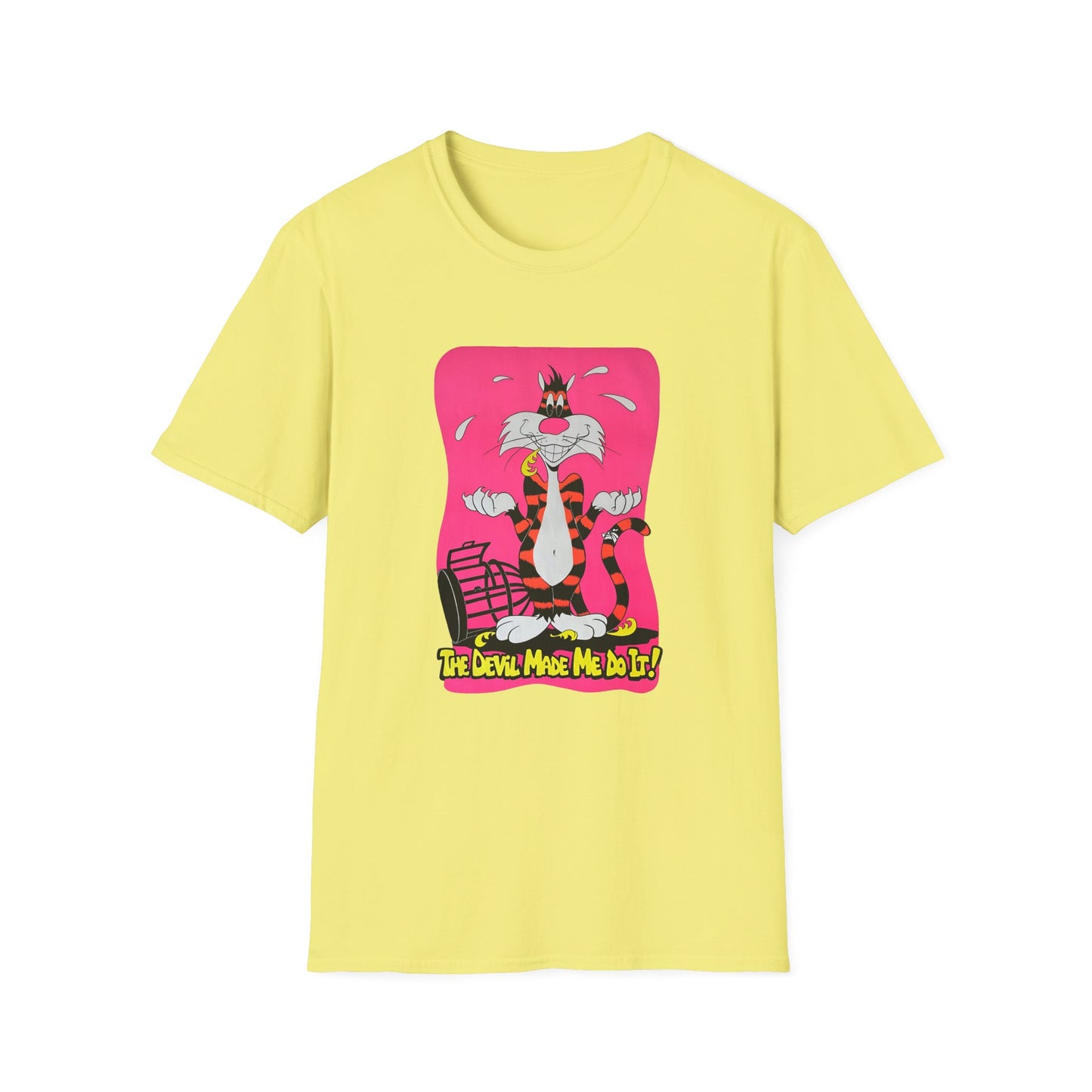 1970s vintage the devil made me do it design reproduction tshirt