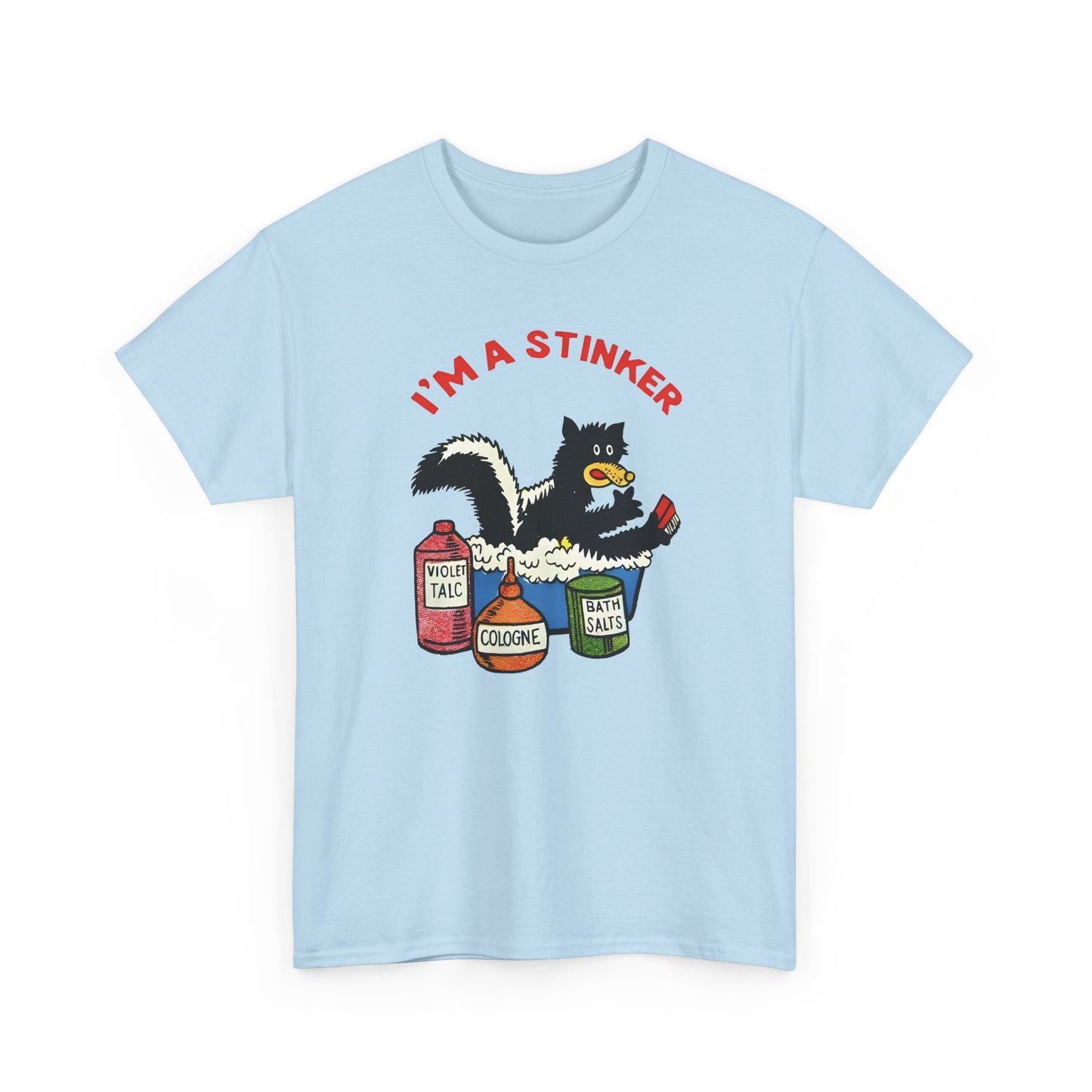 1960s skunk in bath i'm a stinker reproduction tshirt