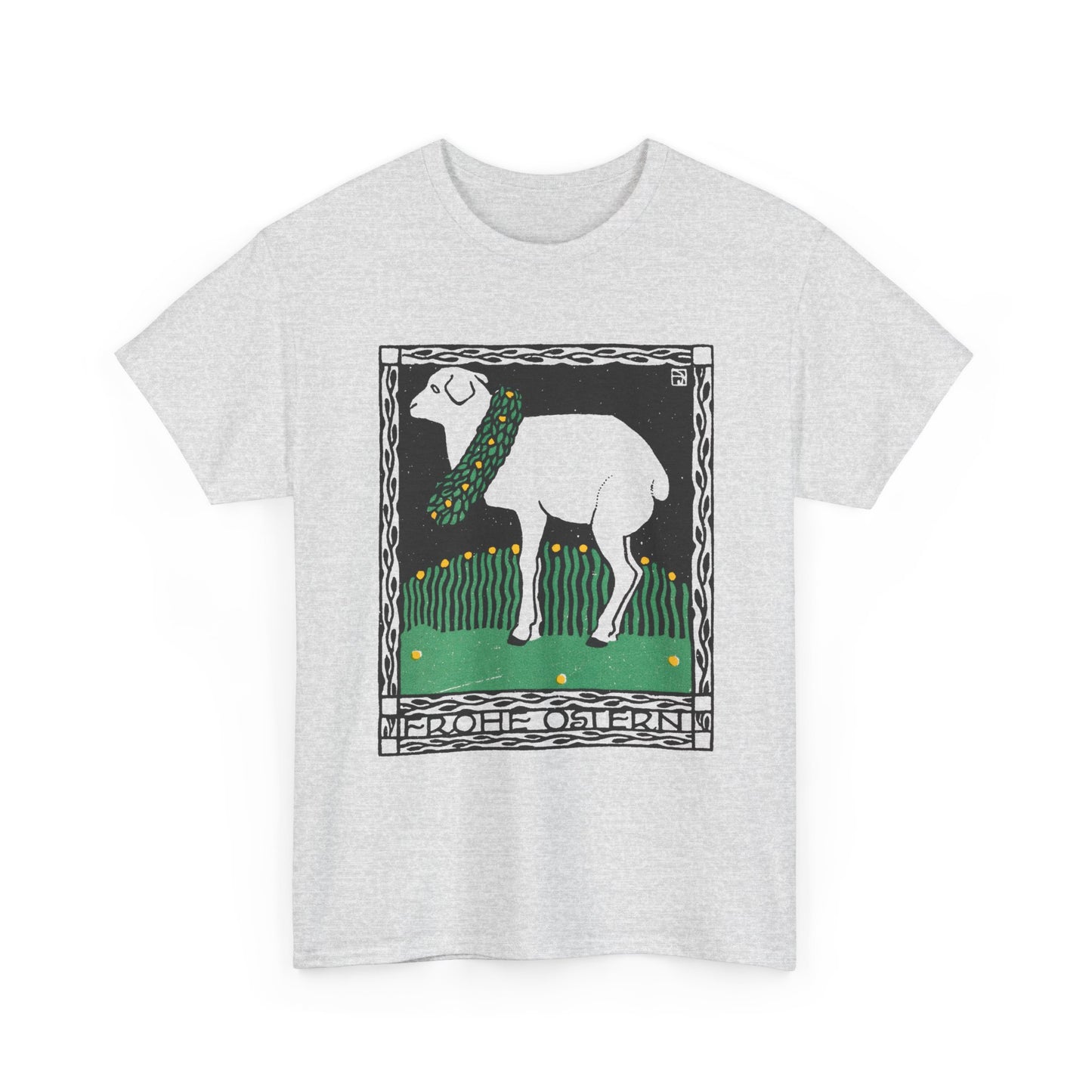 1909 josef von diveky happy easter (frohe ostern) color lithograph lamb reproduction tshirt