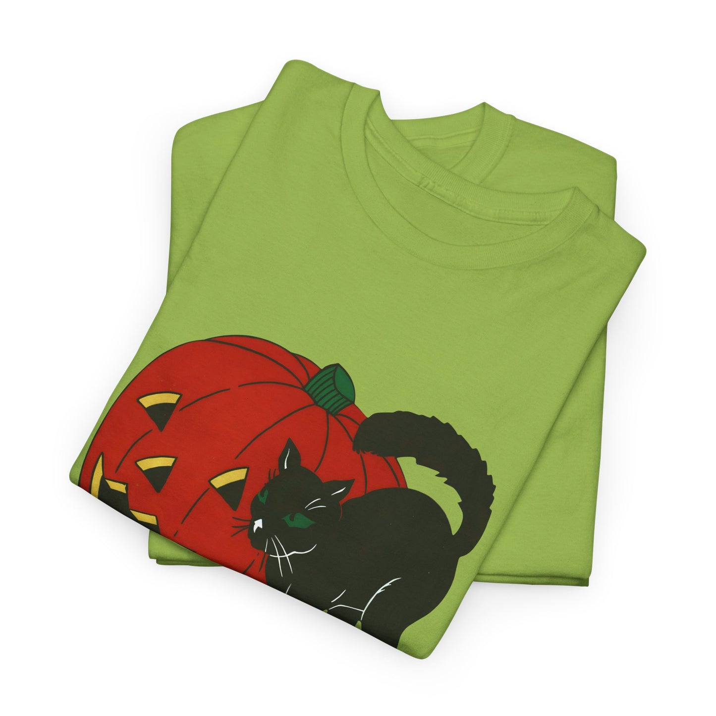 vintage 1960s halloween jack o lantern and black cat reproduction tshirt