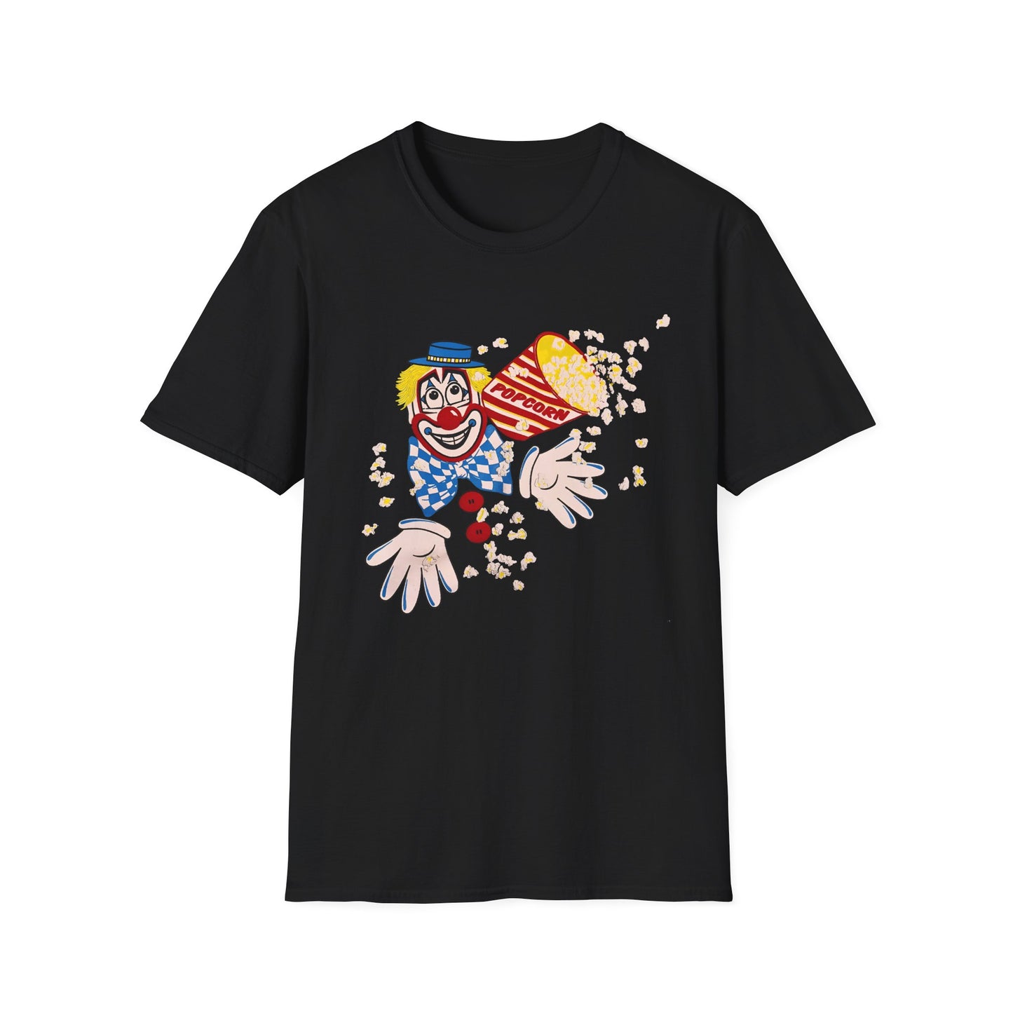 vintage 1980s popcorn clown graphic tshirt