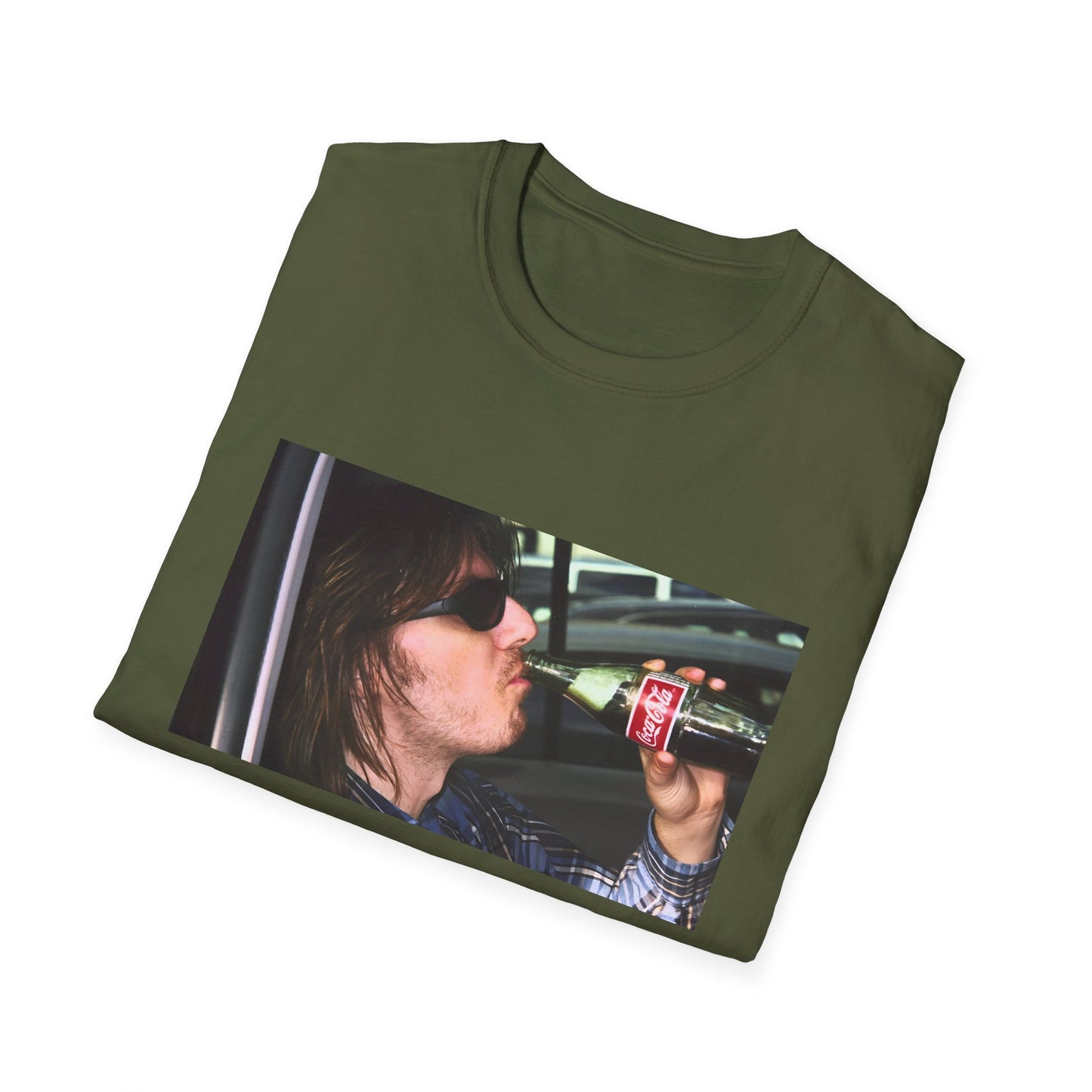 mitch hedberg drinking a soda photo tshirt, unisex softstyle