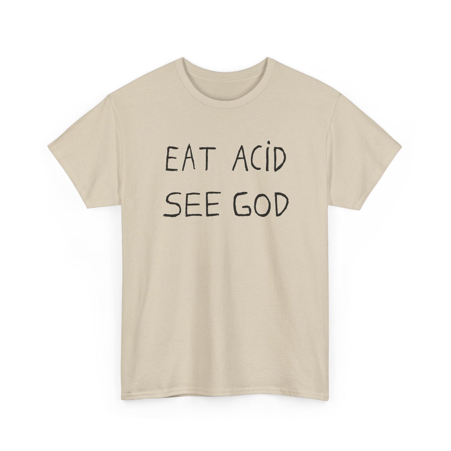 eat acid see god hand drawn font tshirt