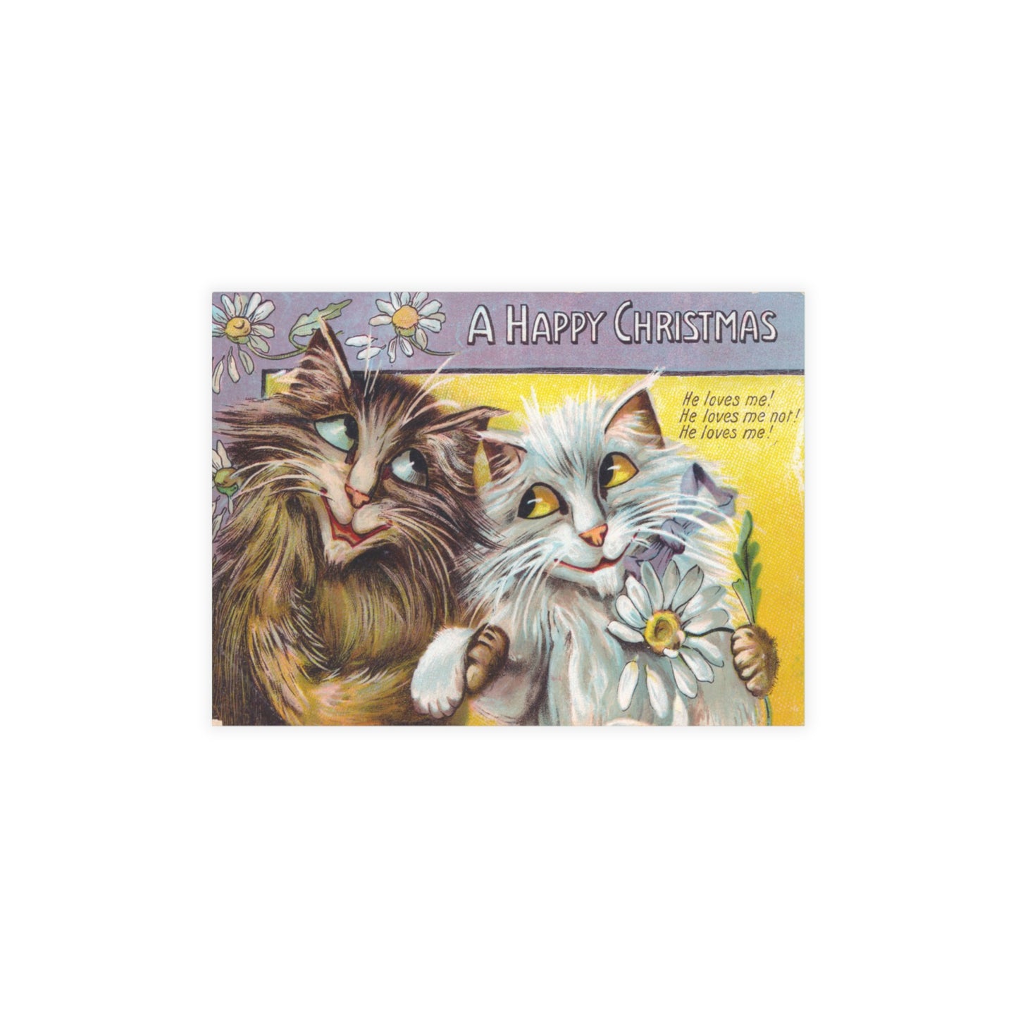 1910 louis wain edwardian postcard reproduction of "two affectionate cats" color lithograph