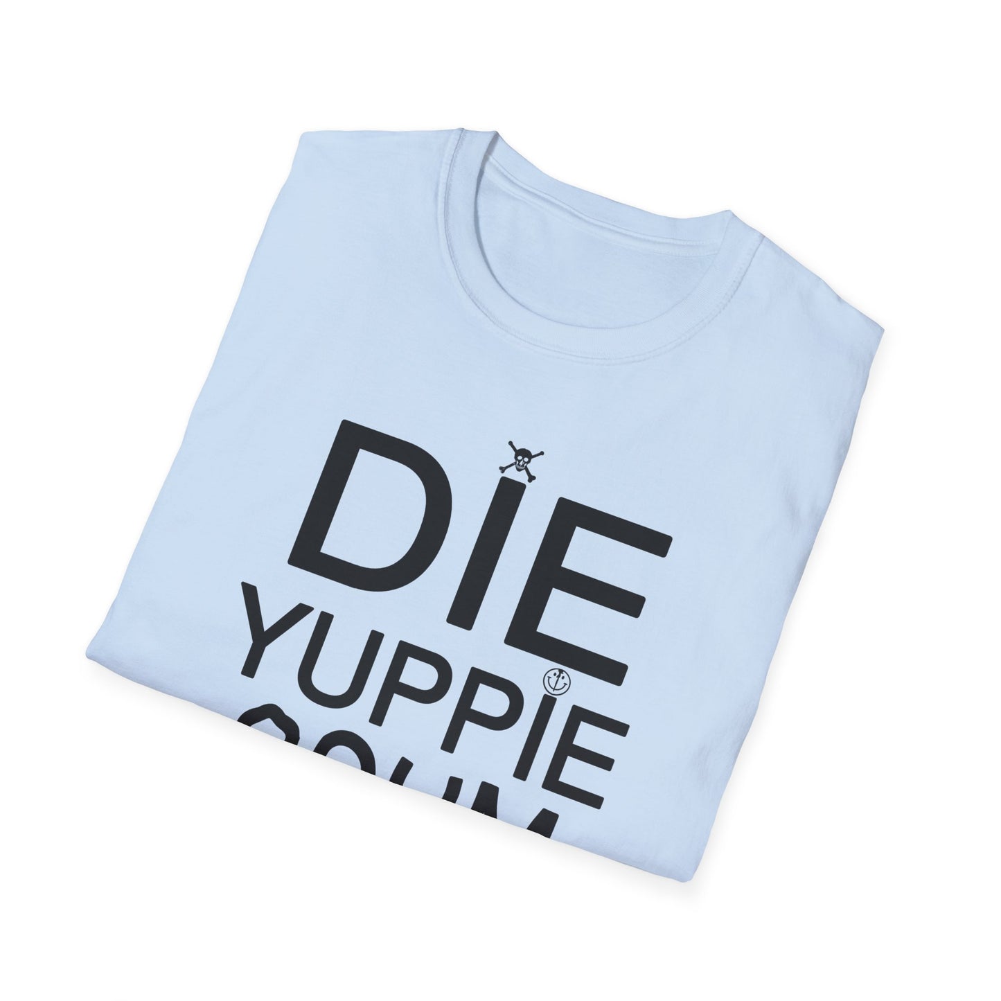 1980s new york inspired anti gentrification message die yuppie scum! tshirt