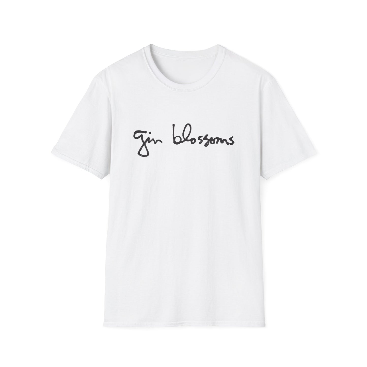 gin blossoms logo in black tshirt