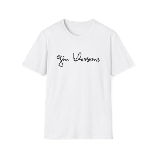 gin blossoms logo in black tshirt