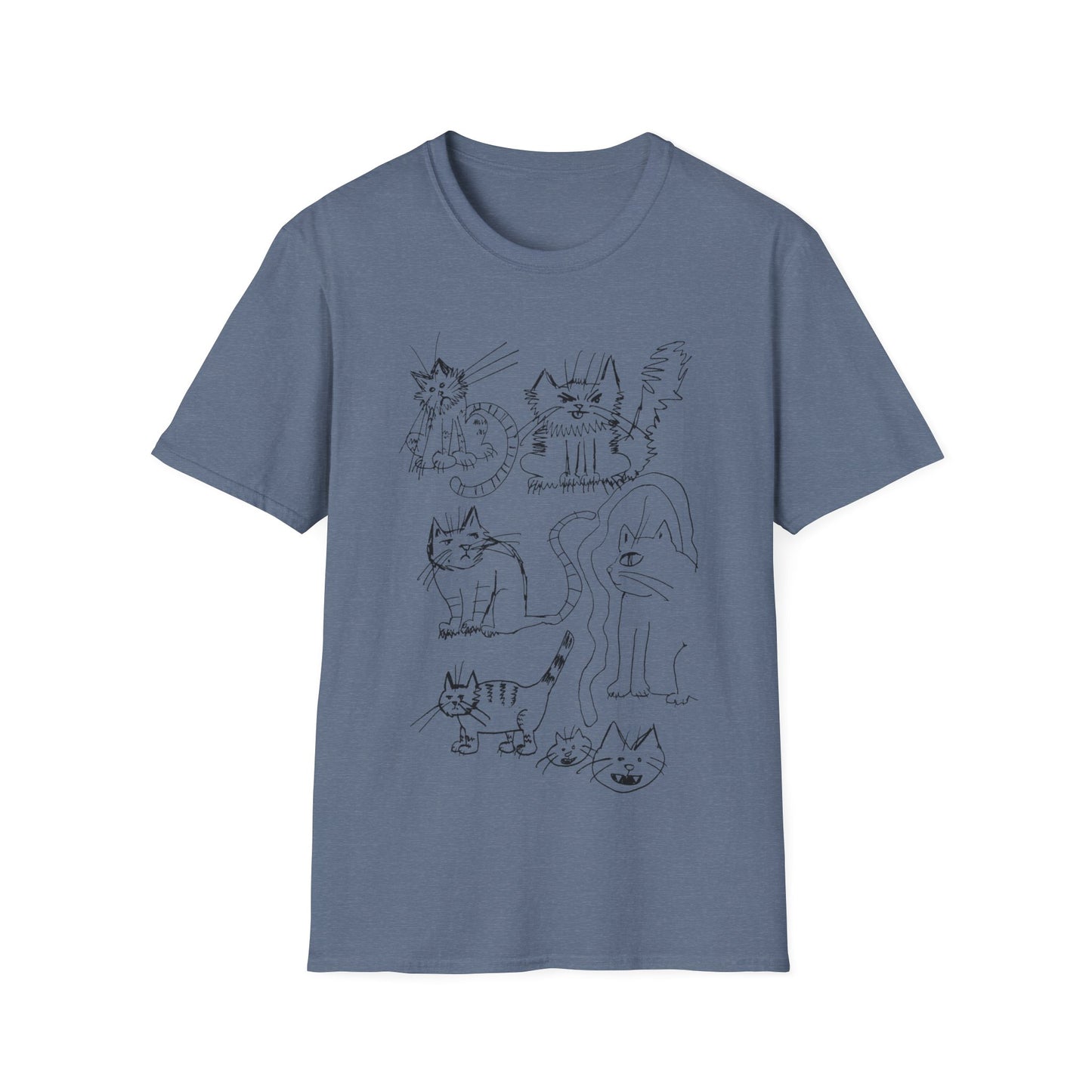 original drawing tshirt. seven cats.