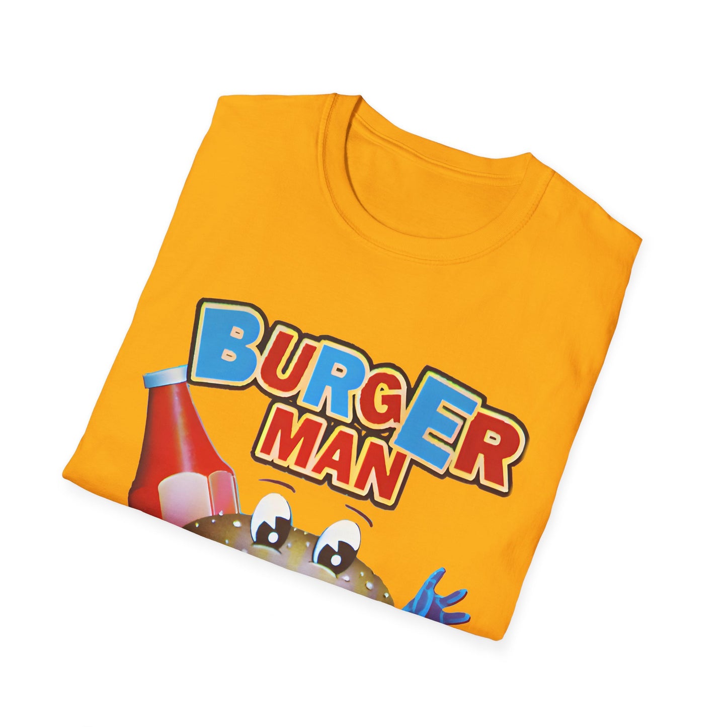 old video game burger man retro design reproduction tshirt