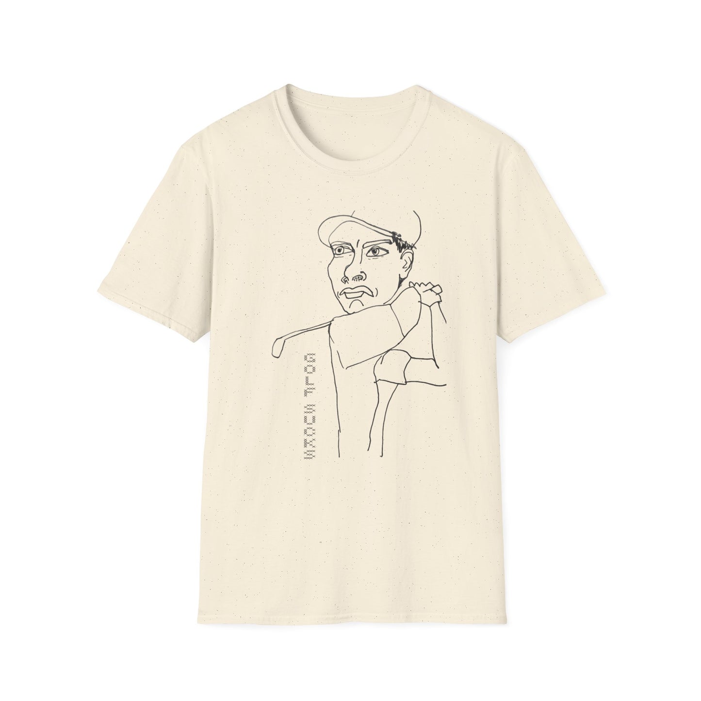 original drawing of a golfing man tshirt reads "golf sucks" maybe it does maybe it doesn't