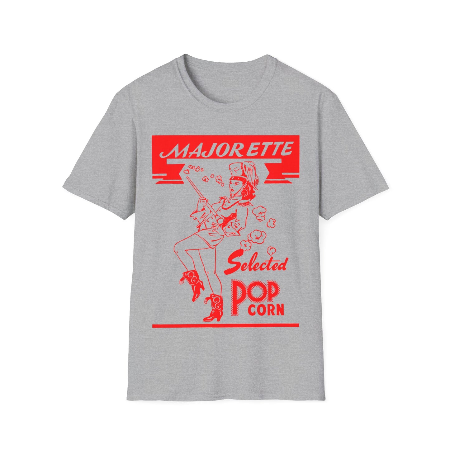 majorette vintage popcorn bag logo in red tshirt