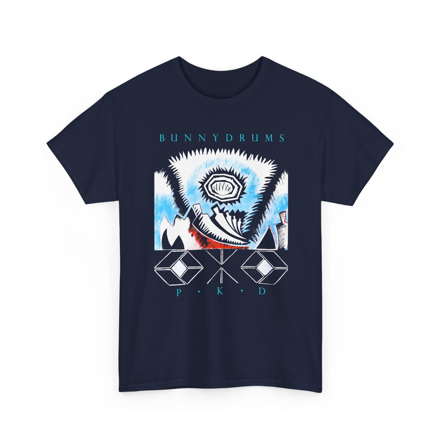 1983 post punk band bunnydrums pkd album cover edit tshirt