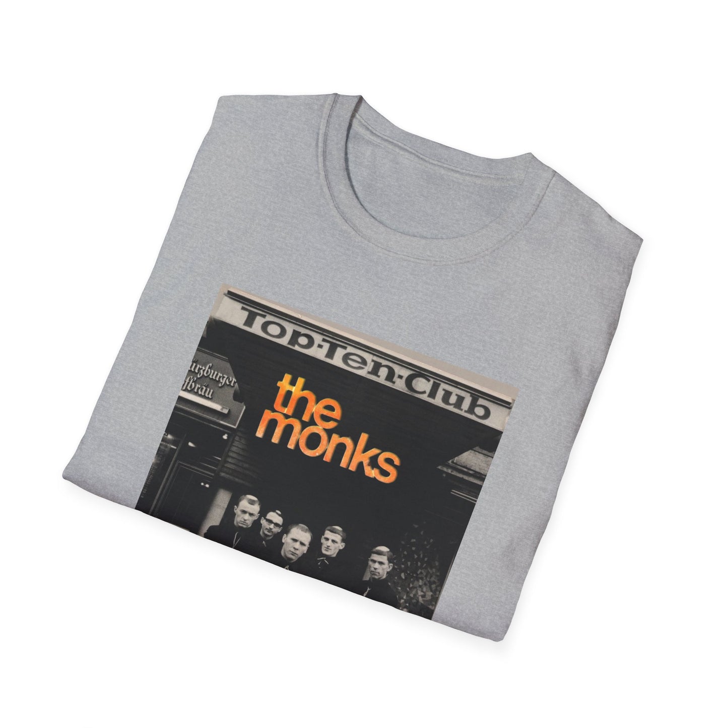 1960s experimental rock n roll band the monks in front of the top ten club tshirt