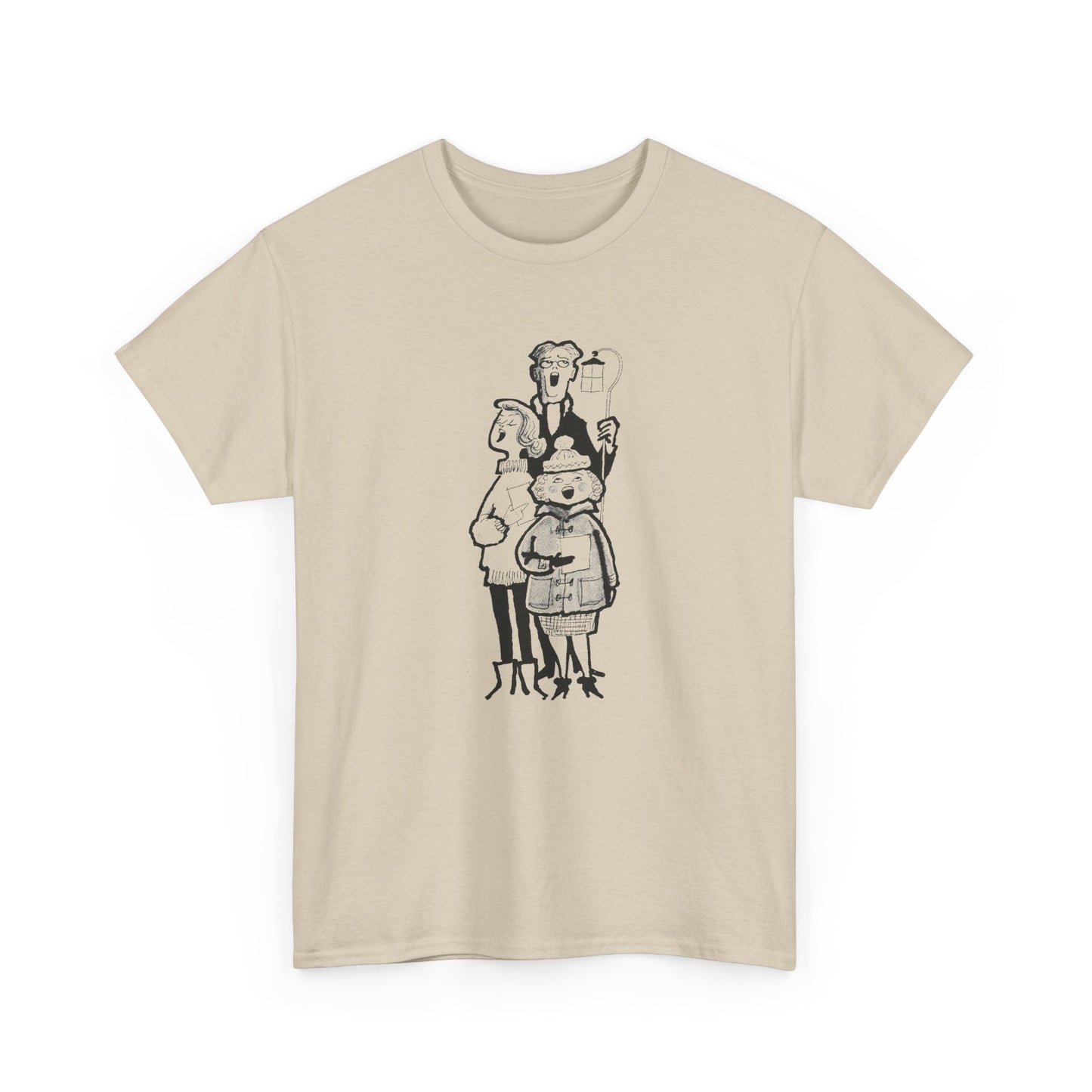 vintage 1960s caroling illustration reproduction tshirt