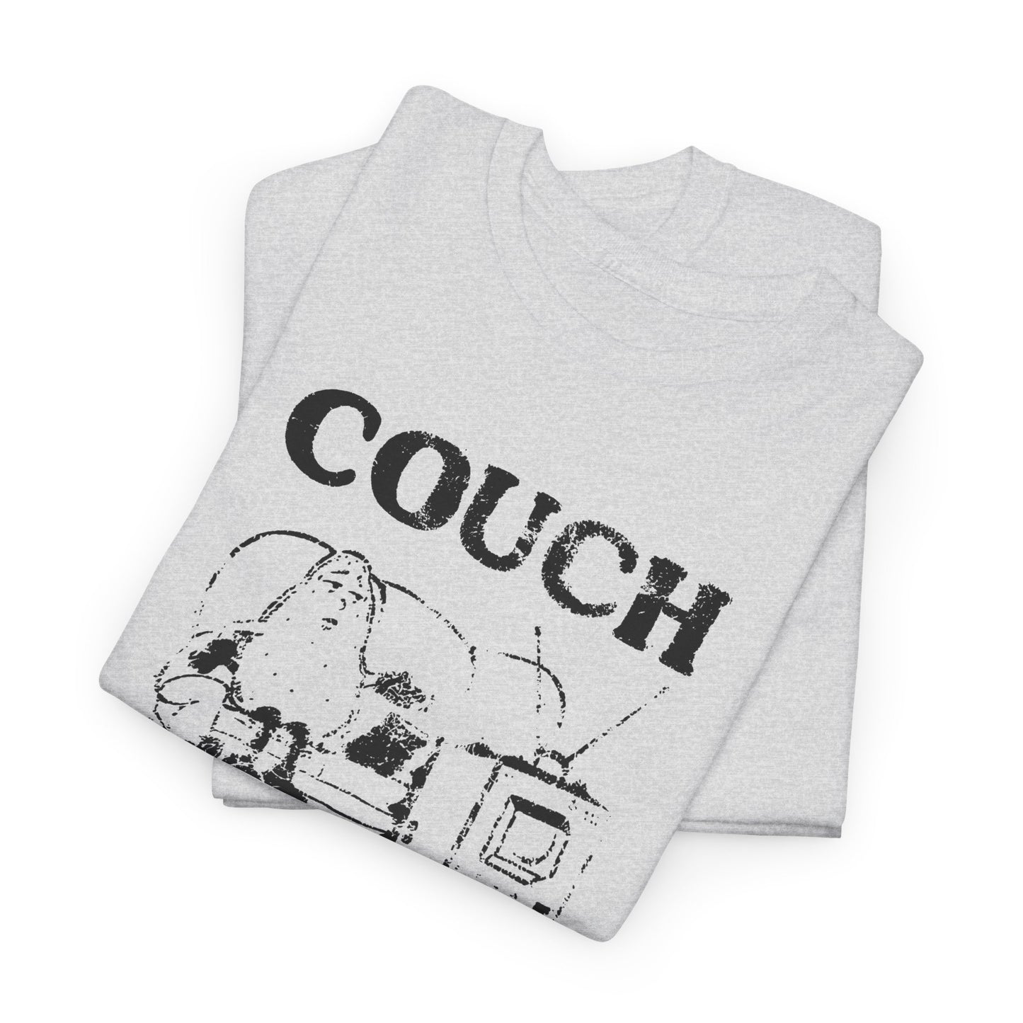 vintage couch potato reproduction in black graphic tshirt