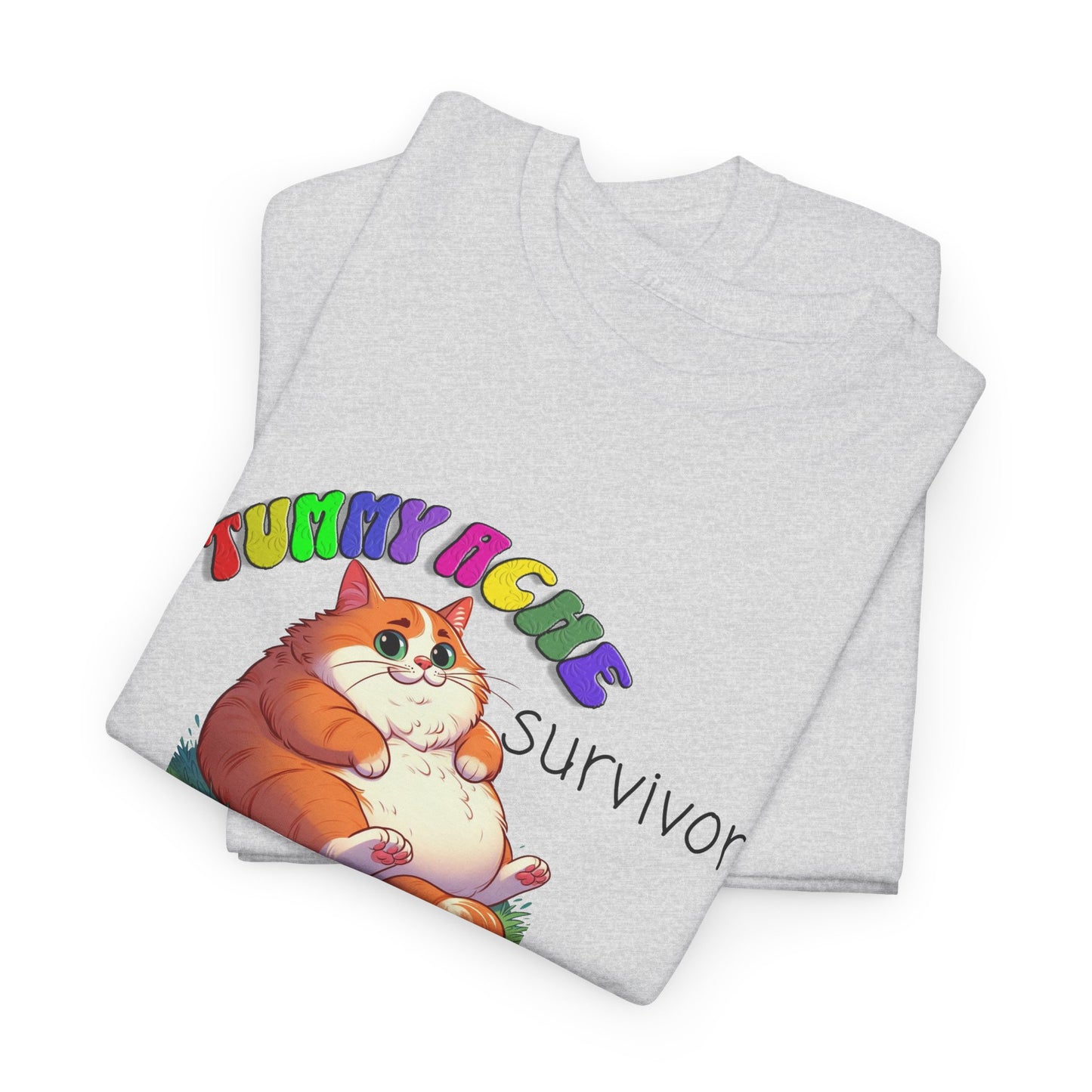 tummy ache survivor stuffed kitty silly tshirt