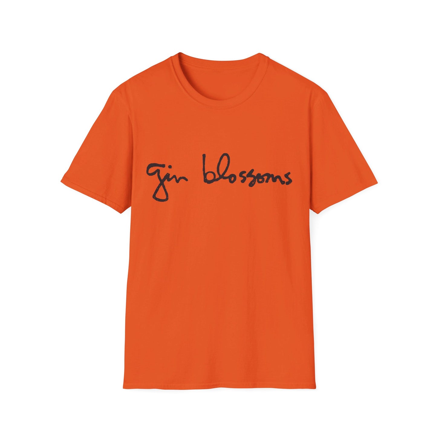 gin blossoms logo in black tshirt