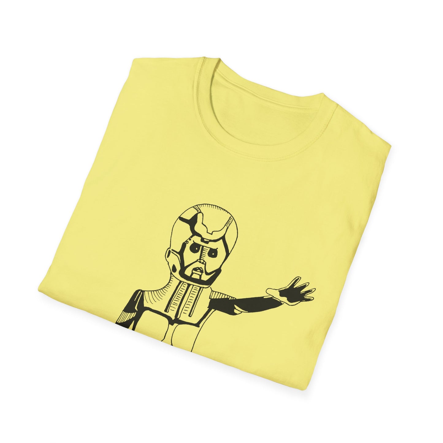 original drawing of astar the robot from planet danger canadian PSA no words tshirt